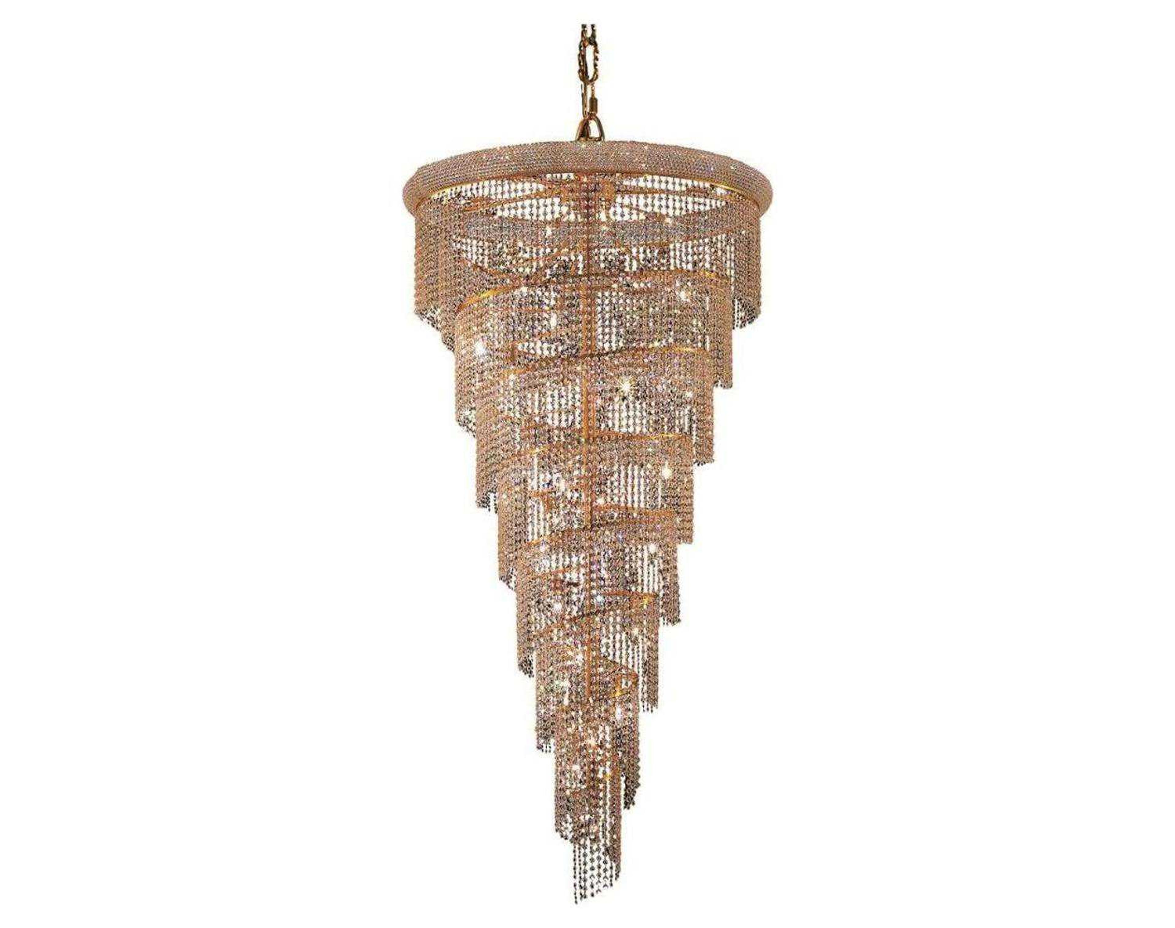 Elegant Lighting Spiral 26-Light Gold Clear Crystal Chandelier