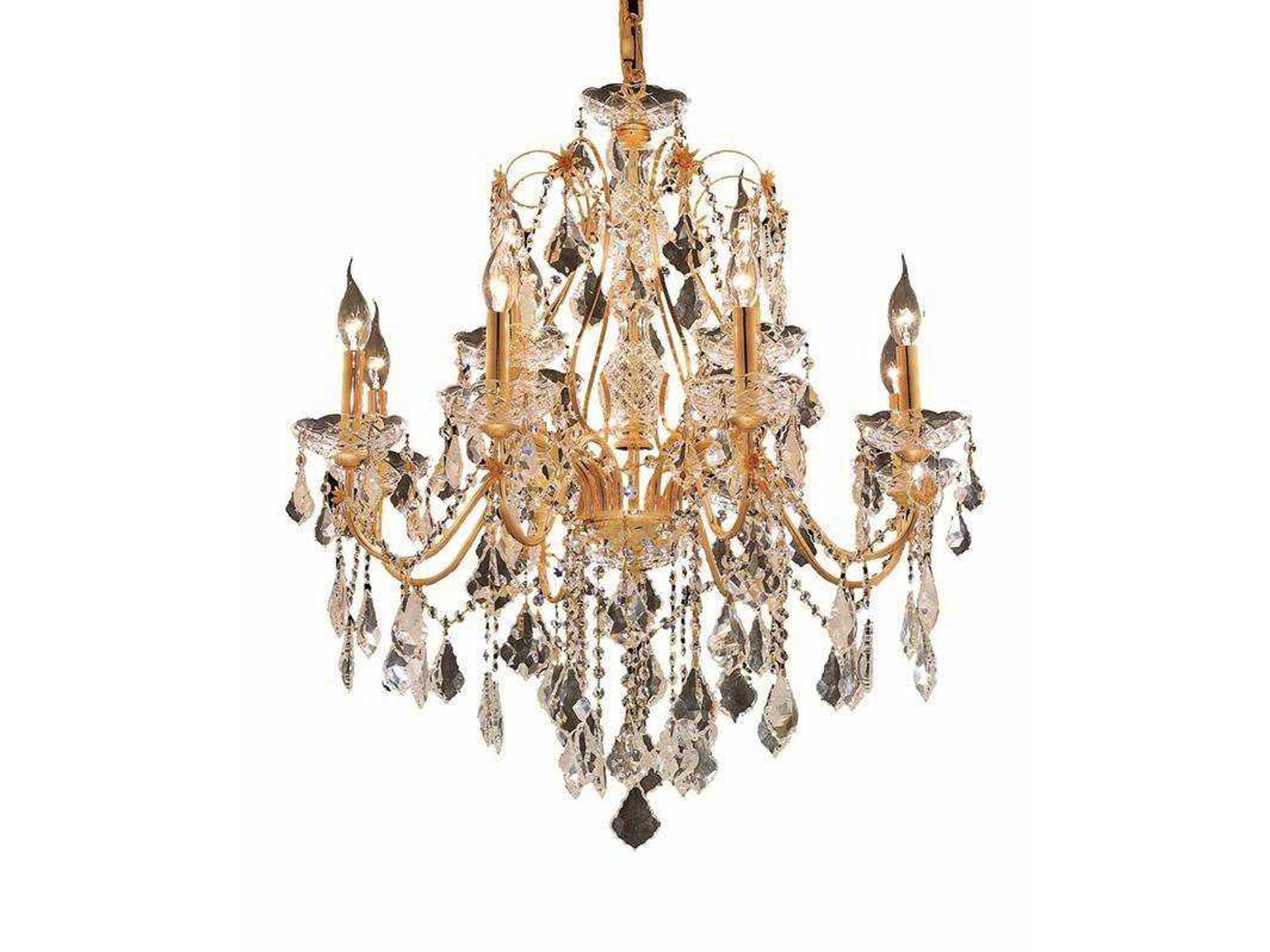 Elegant Lighting St. Francis 12-Light Gold Clear Crystal Candelabra Tiered Chandelier