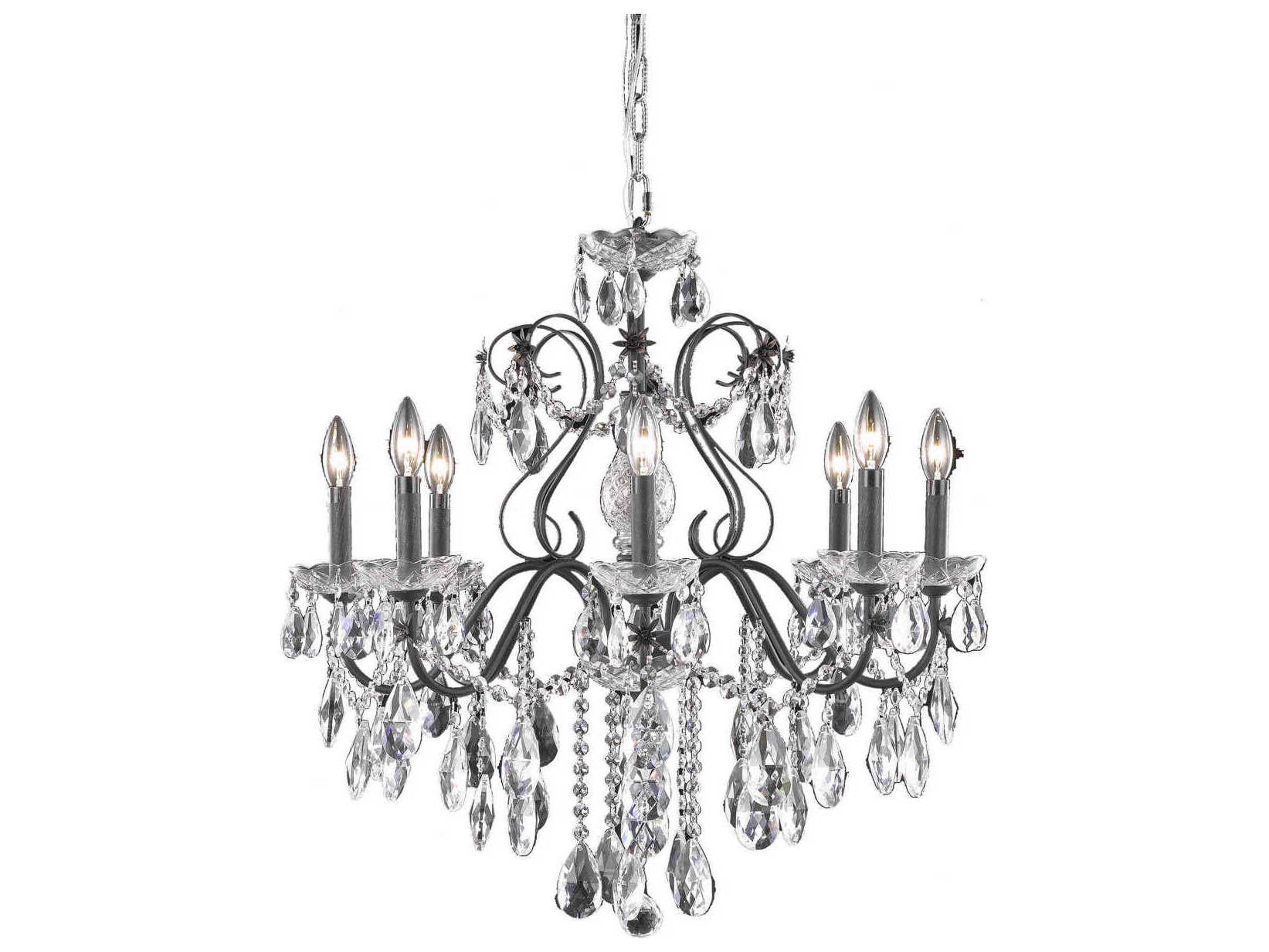 Elegant Lighting St. Francis 6-Light Dark Bronze Clear Crystal Candelabra Chandelier