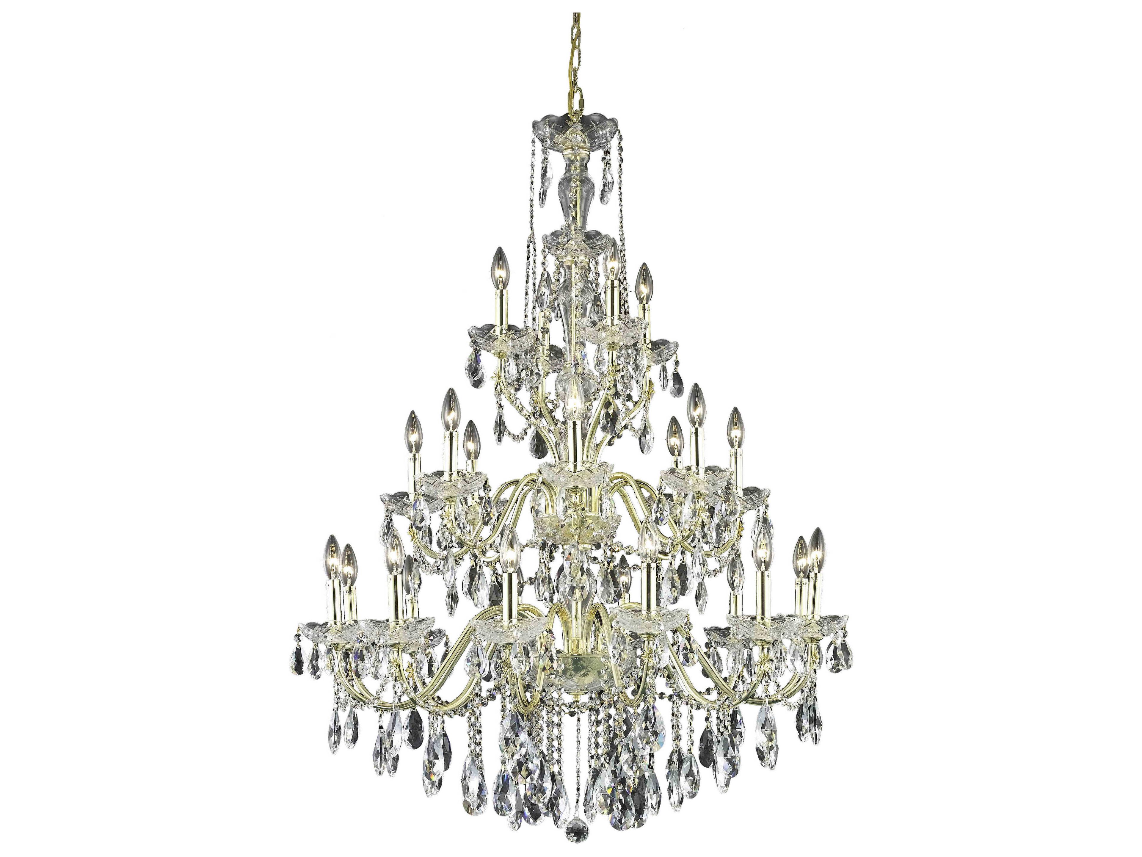 Elegant Lighting St. Francis 24-Light Gold Clear Crystal Candelabra Chandelier