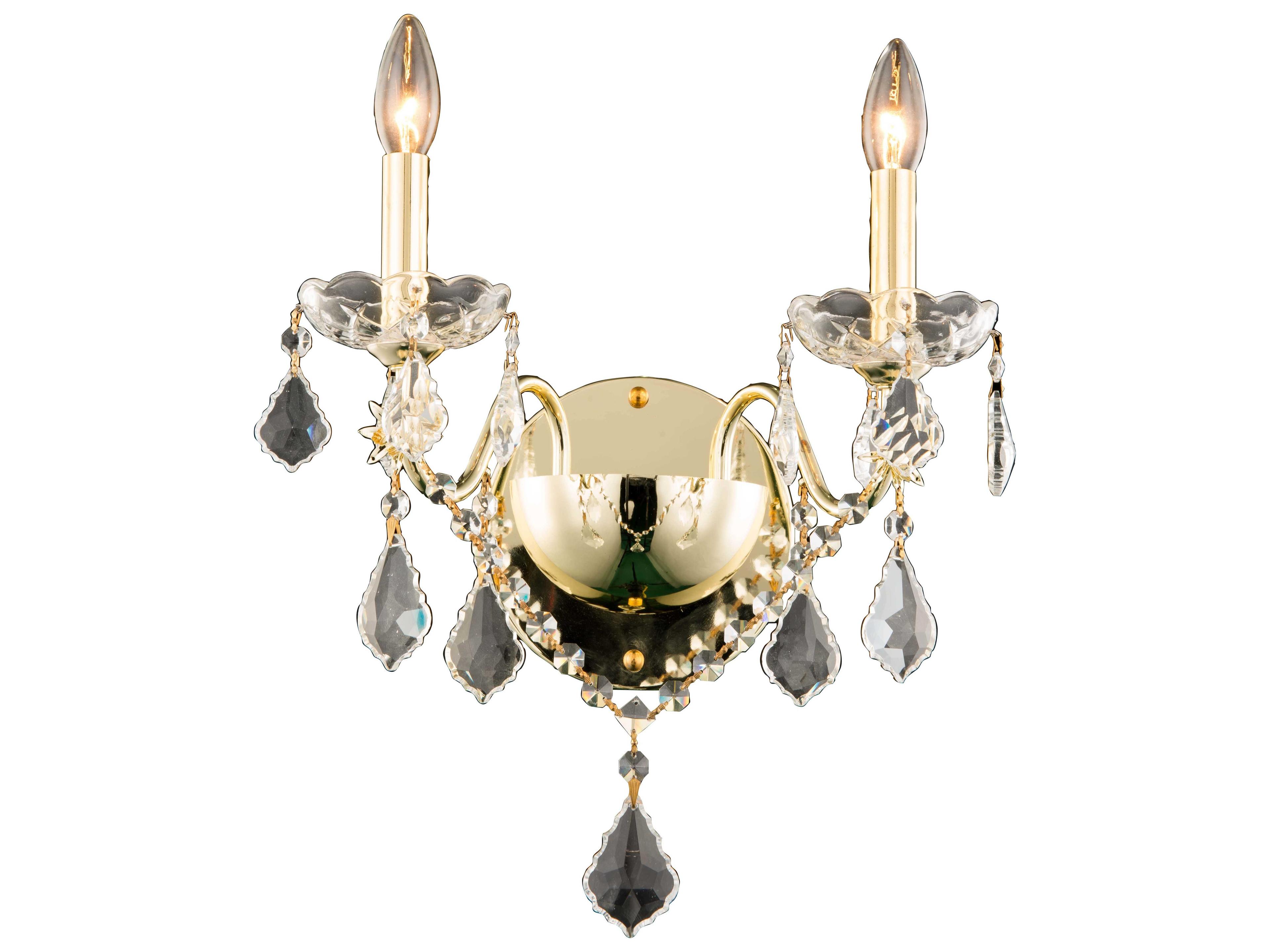 Elegant Lighting St. Francis 2-Light Gold Clear Crystal Tiffany Wall Sconce