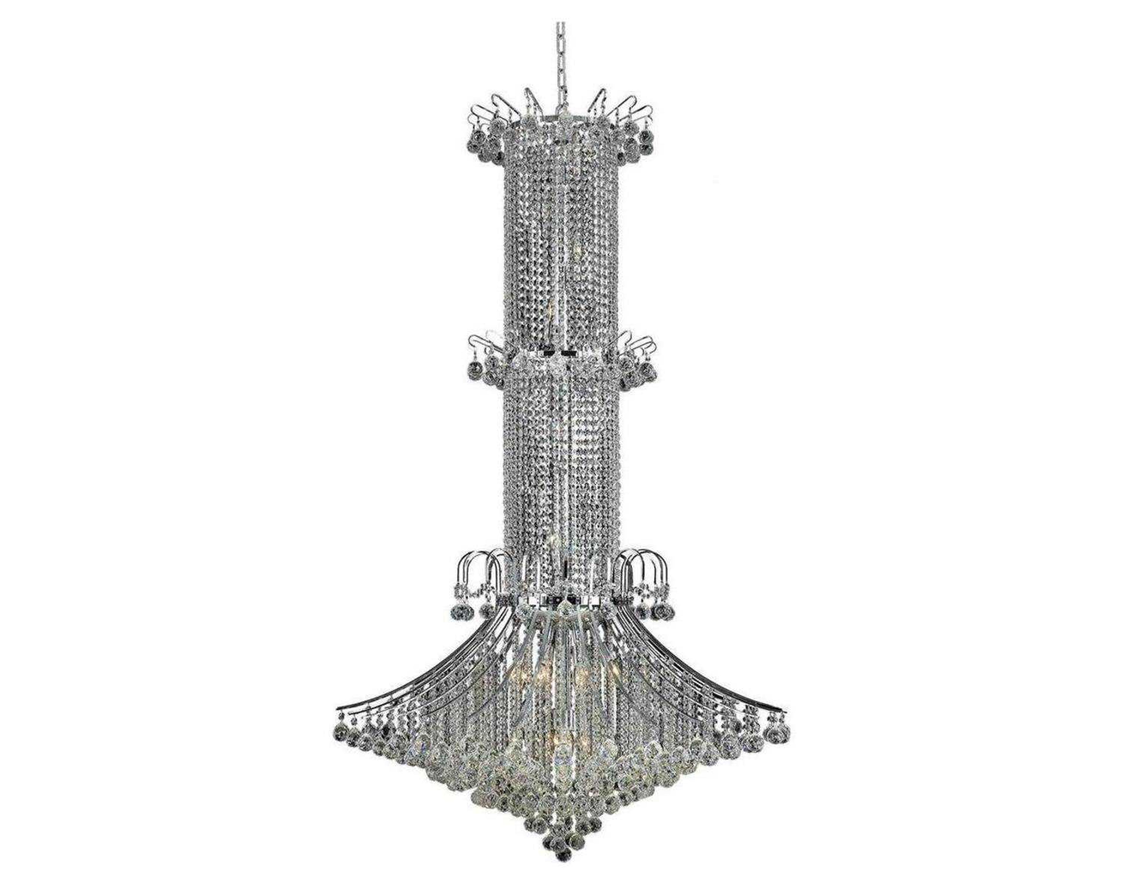 Elegant Lighting Toureg 20-Light Chrome Clear Crystal Empire Tiered Chandelier