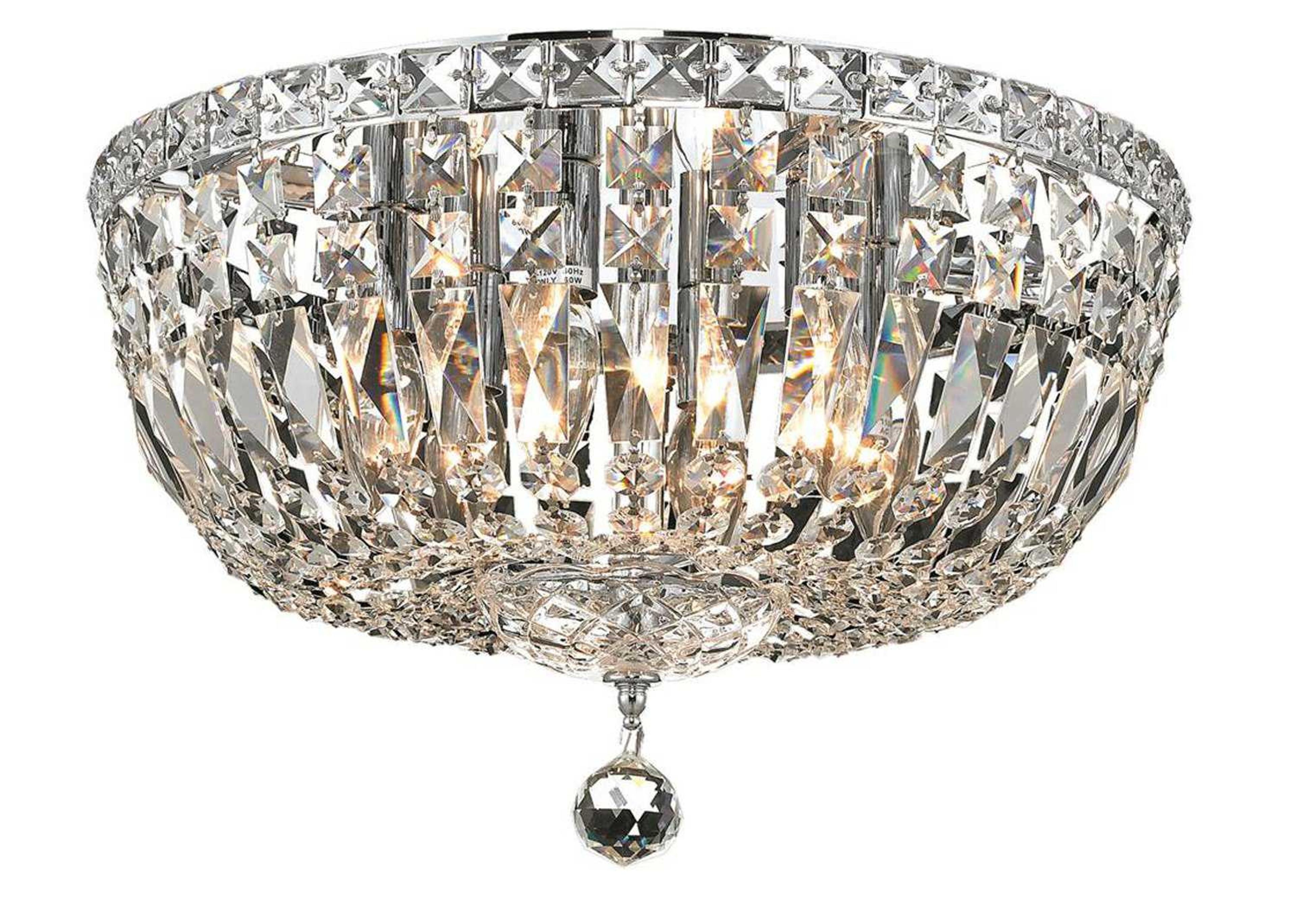 Elegant Lighting Tranquil Chrome Clear Crystal Bowl Flush Mount