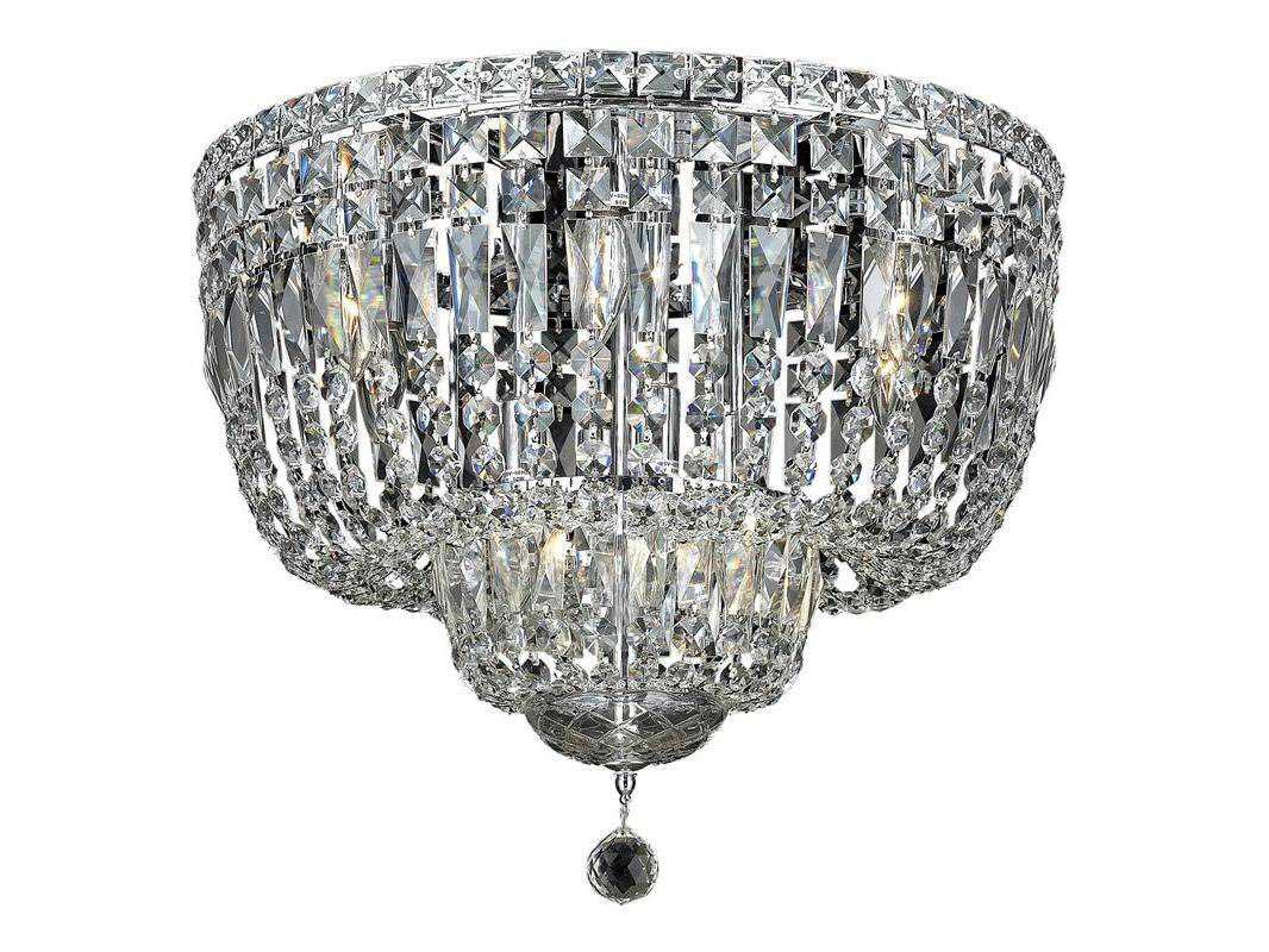 Elegant Lighting Tranquil Chrome Clear Crystal Bowl Tiered Flush Mount