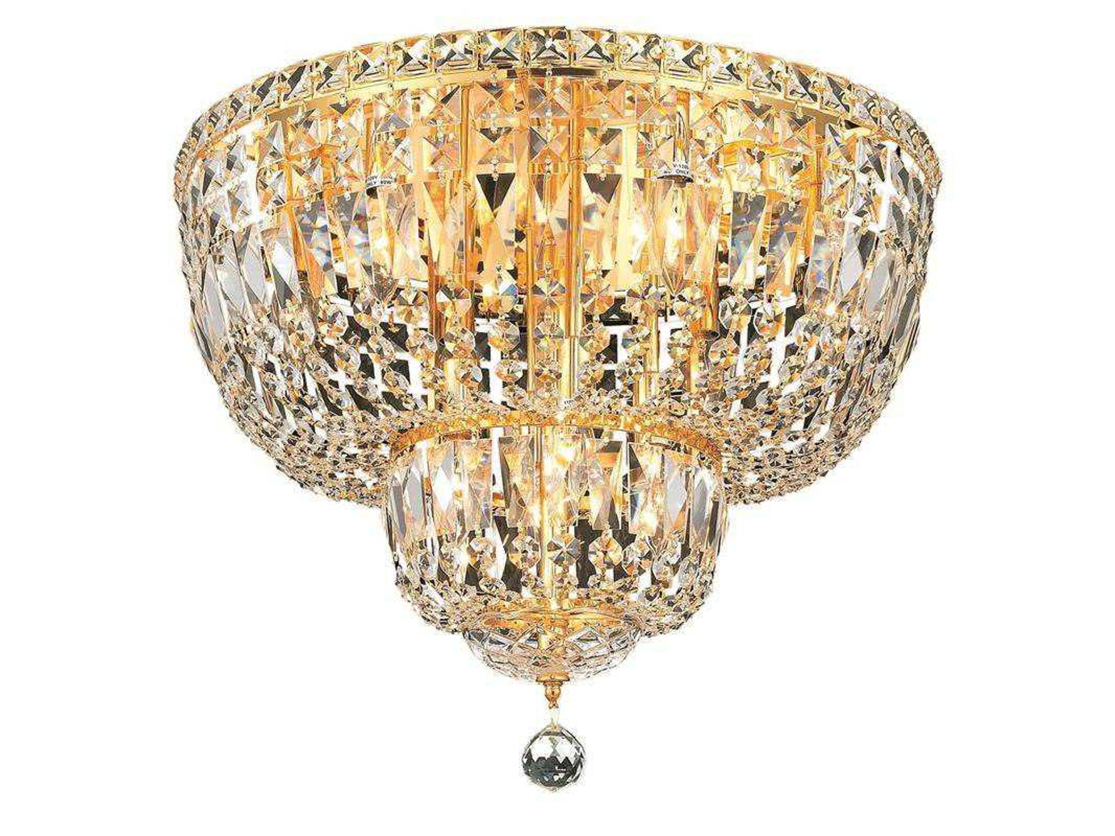 Elegant Lighting Tranquil Gold Clear Crystal Flush Mount