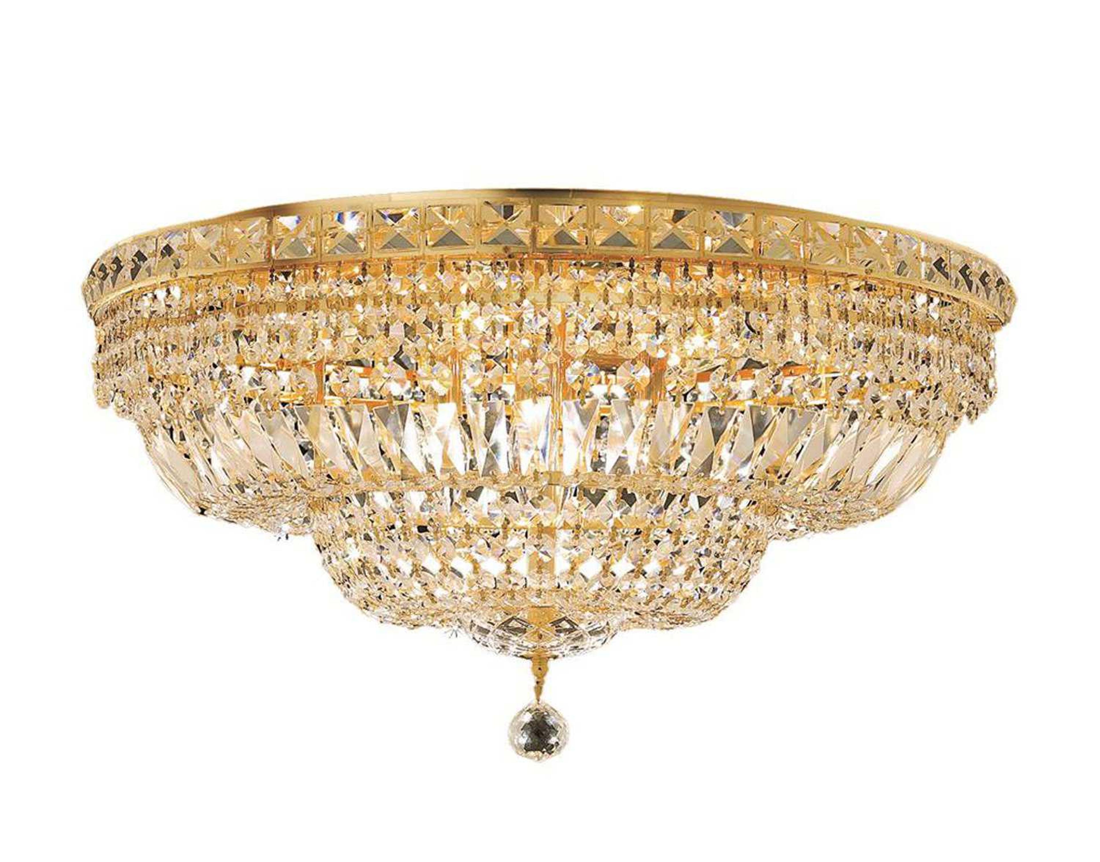 Elegant Lighting Tranquil Gold Clear Crystal Bowl Tiered Flush Mount