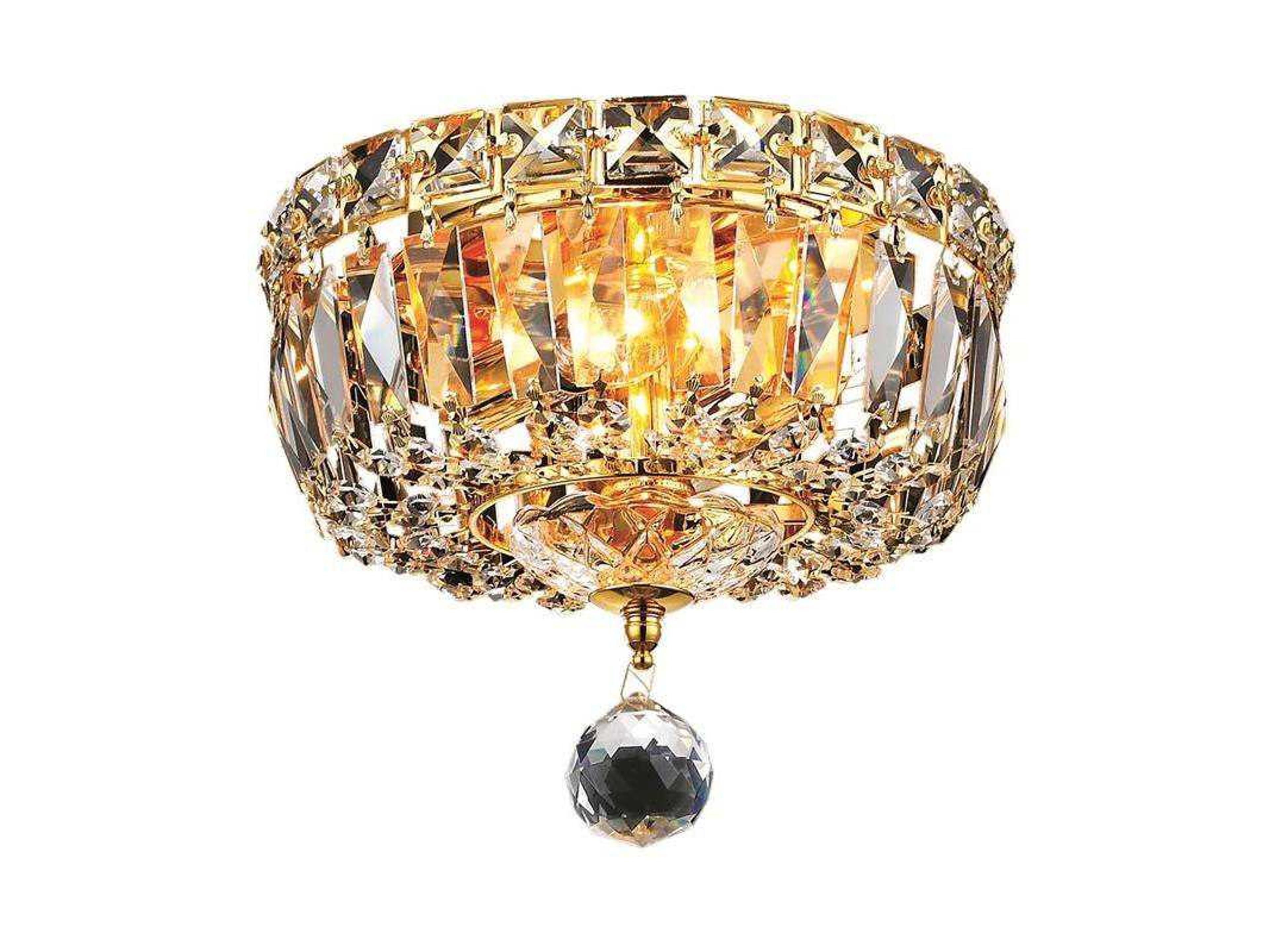 Elegant Lighting Tranquil Gold Crystal Bowl Flush Mount