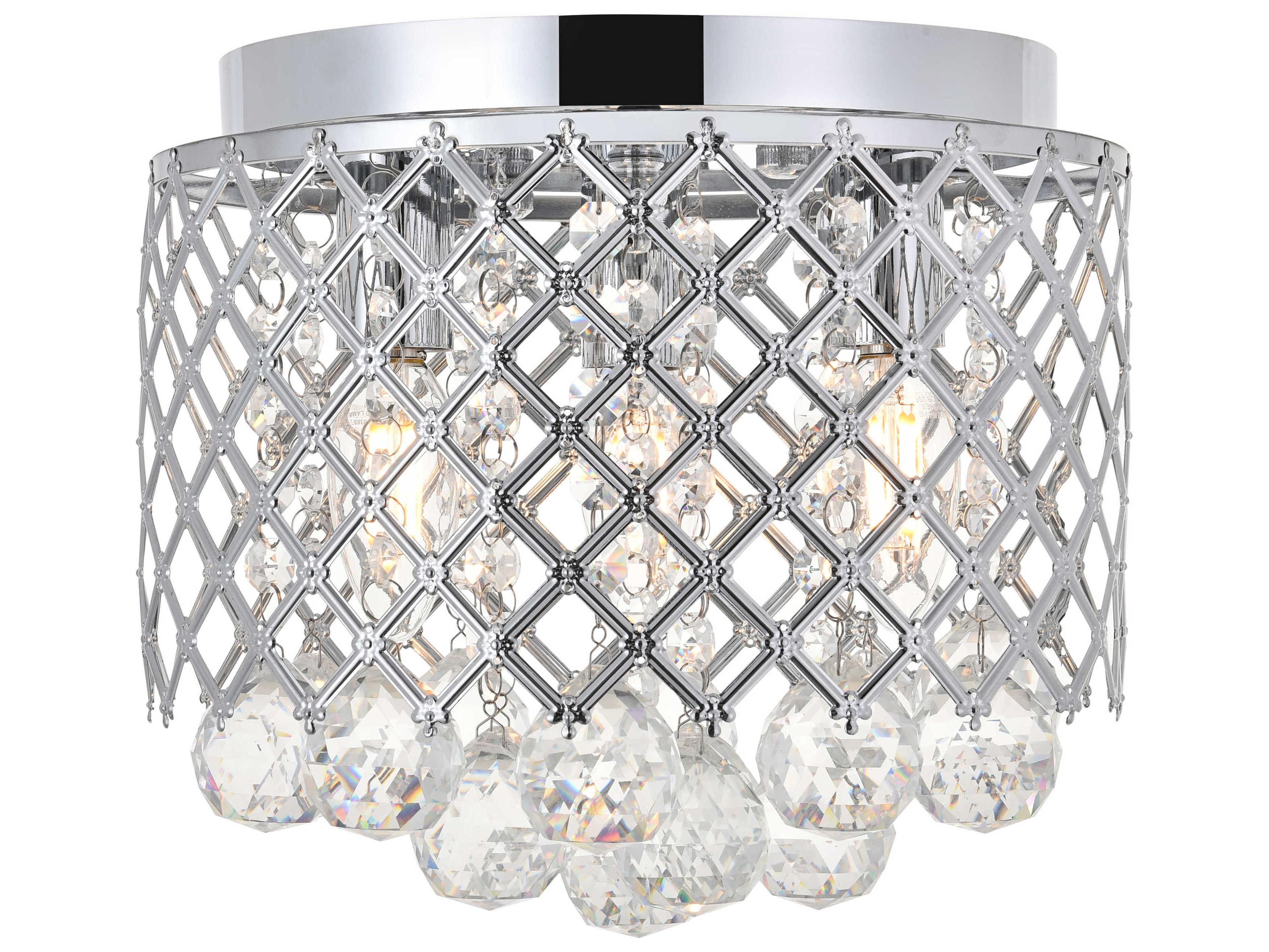 Elegant Lighting Tully 3-Light Chrome Crystal Drum Flush Mount