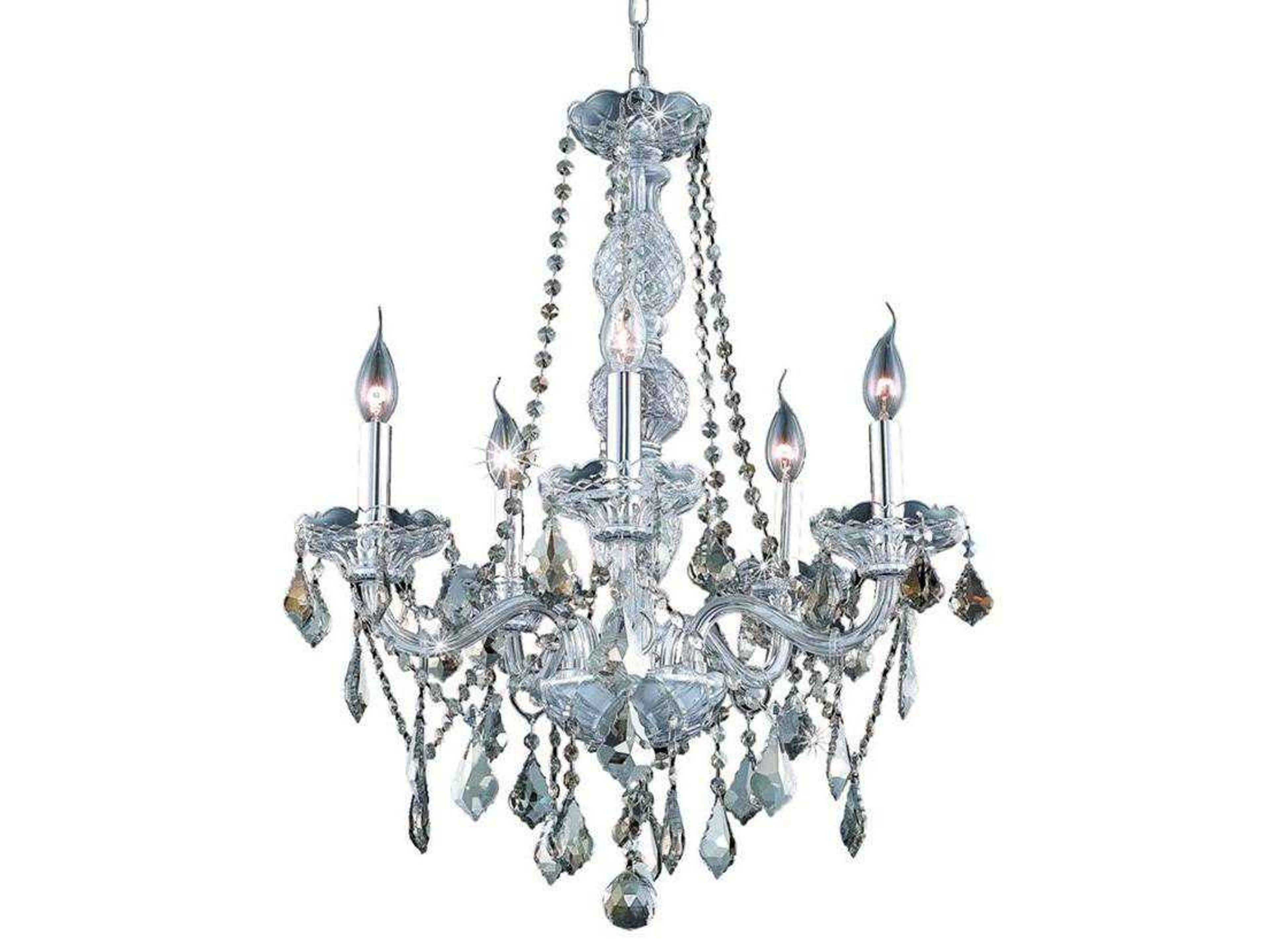 Elegant Lighting Verona 5-Light Chrome Gold Crystal Glass Candelabra Chandelier