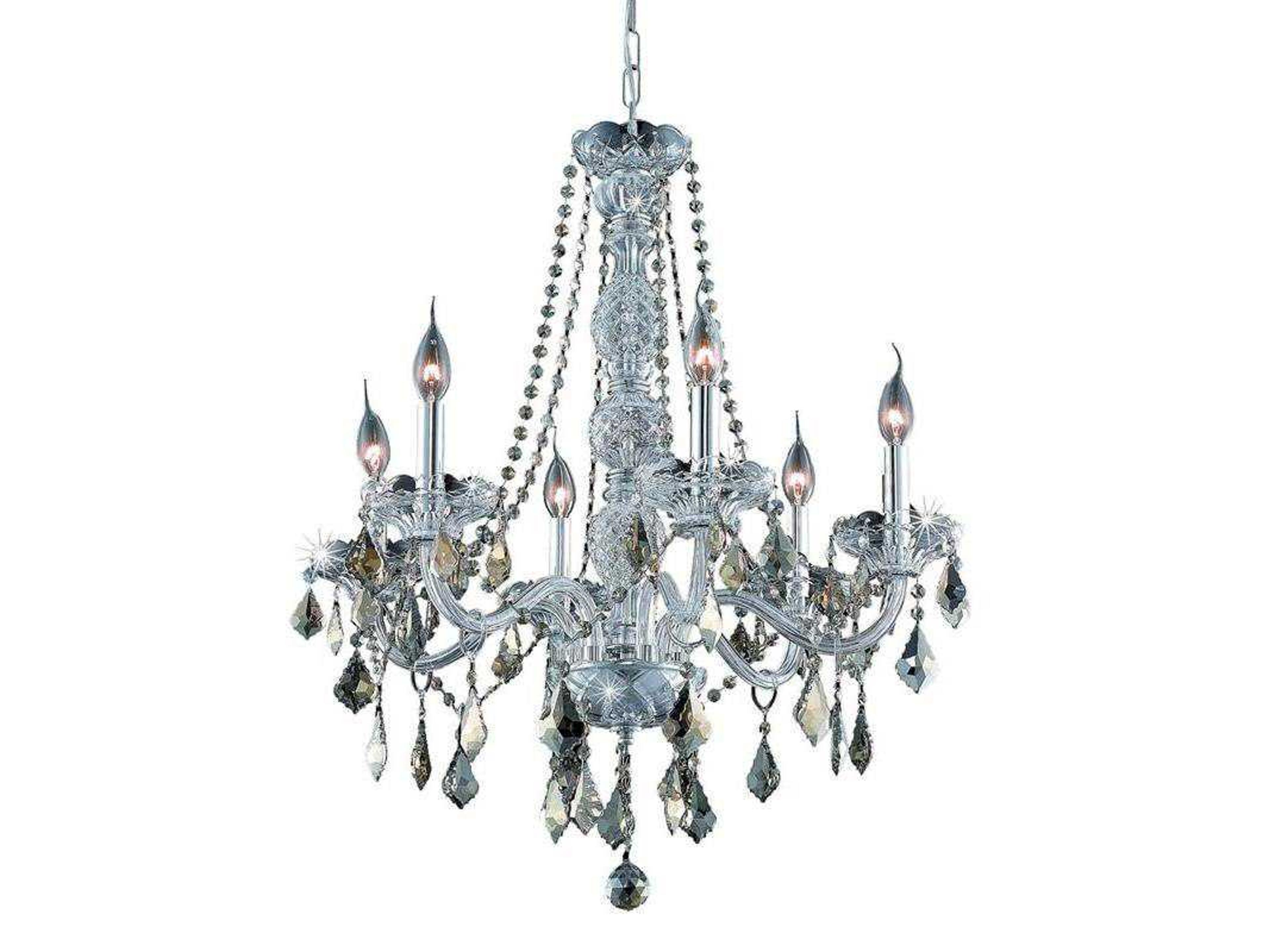 Elegant Lighting Verona 6-Light Chrome Gold Crystal Glass Candelabra Chandelier