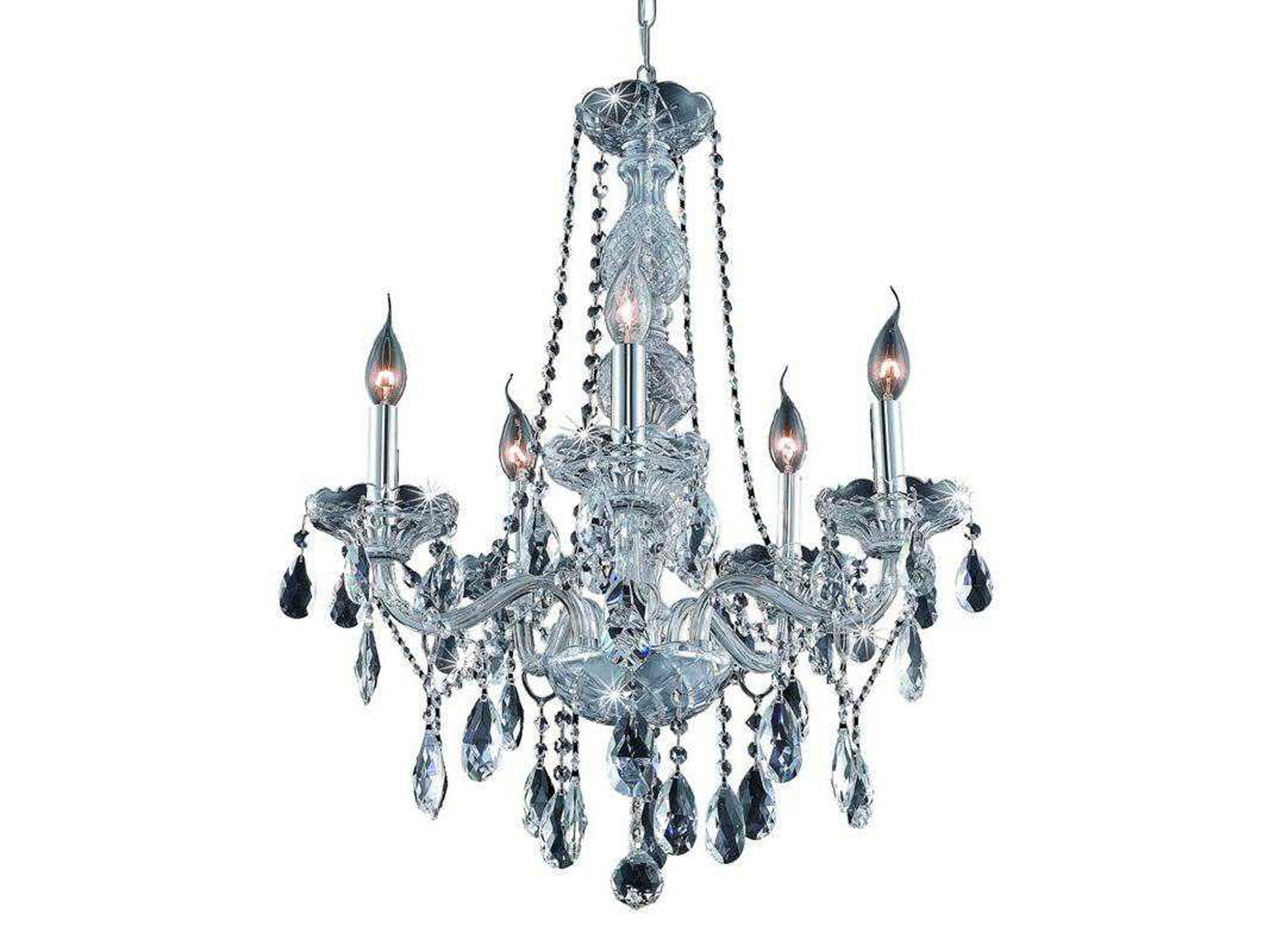 Elegant Lighting Verona 5-Light Chrome Clear Crystal Glass Candelabra Chandelier