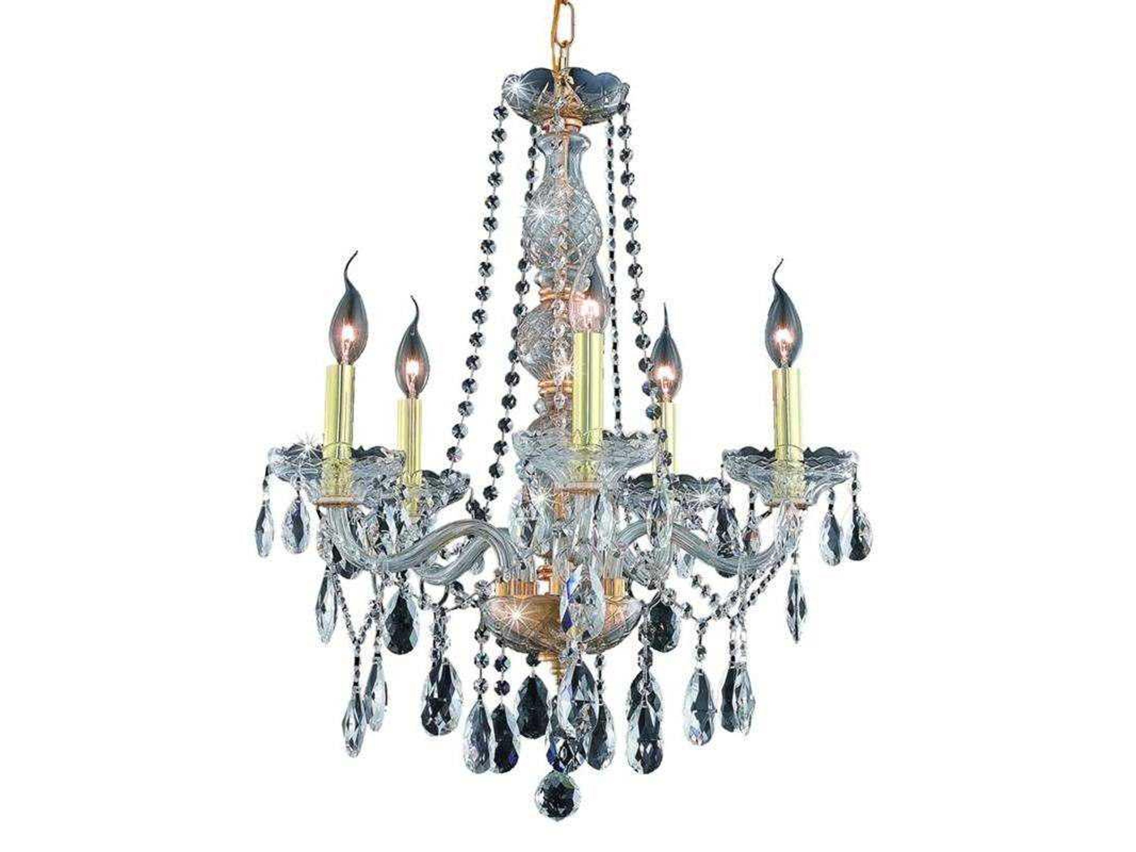 Elegant Lighting Verona 5-Light Gold Clear Crystal Glass Candelabra Chandelier