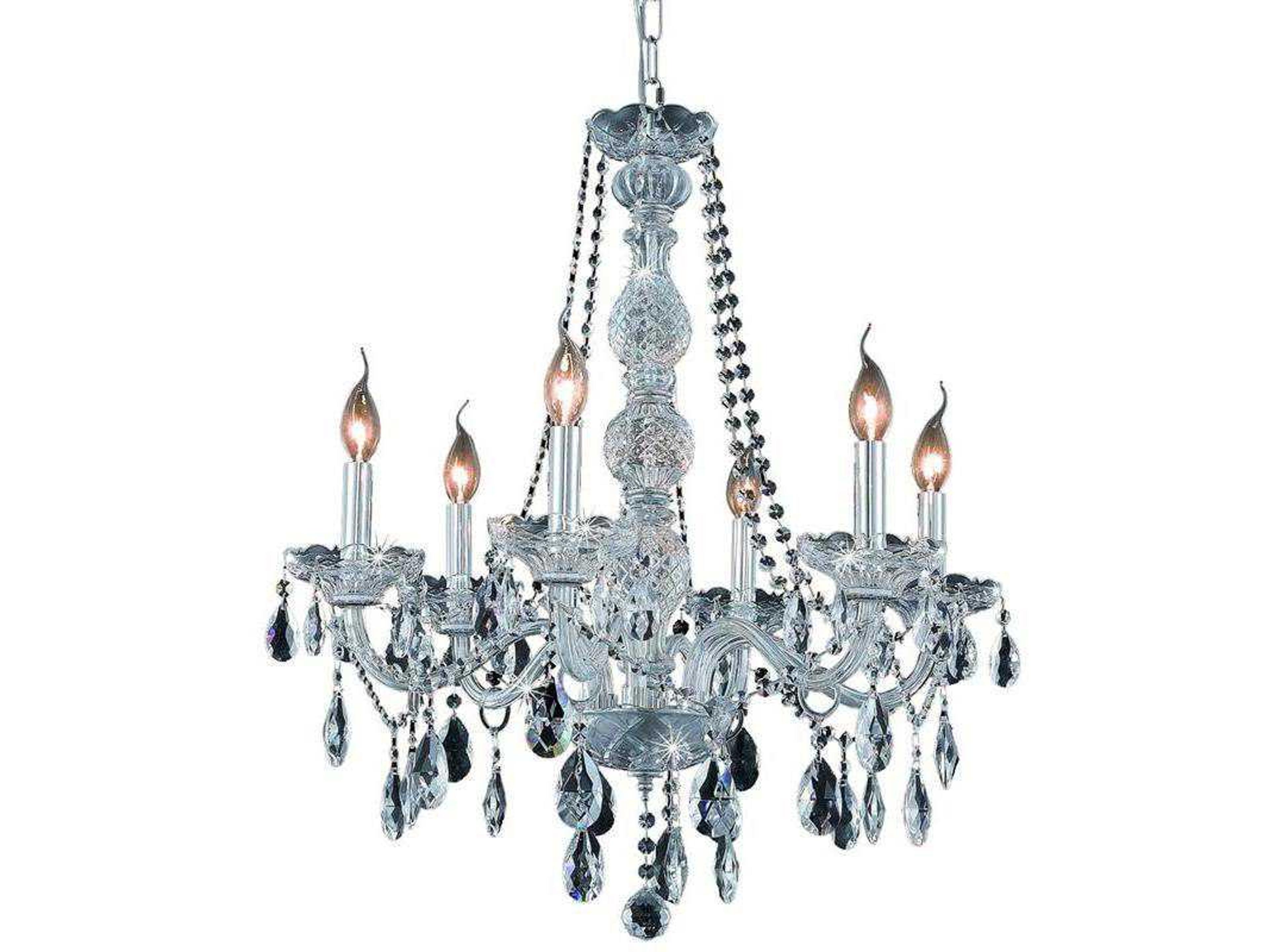 Elegant Lighting Verona 6-Light Chrome Clear Crystal Glass Candelabra Chandelier
