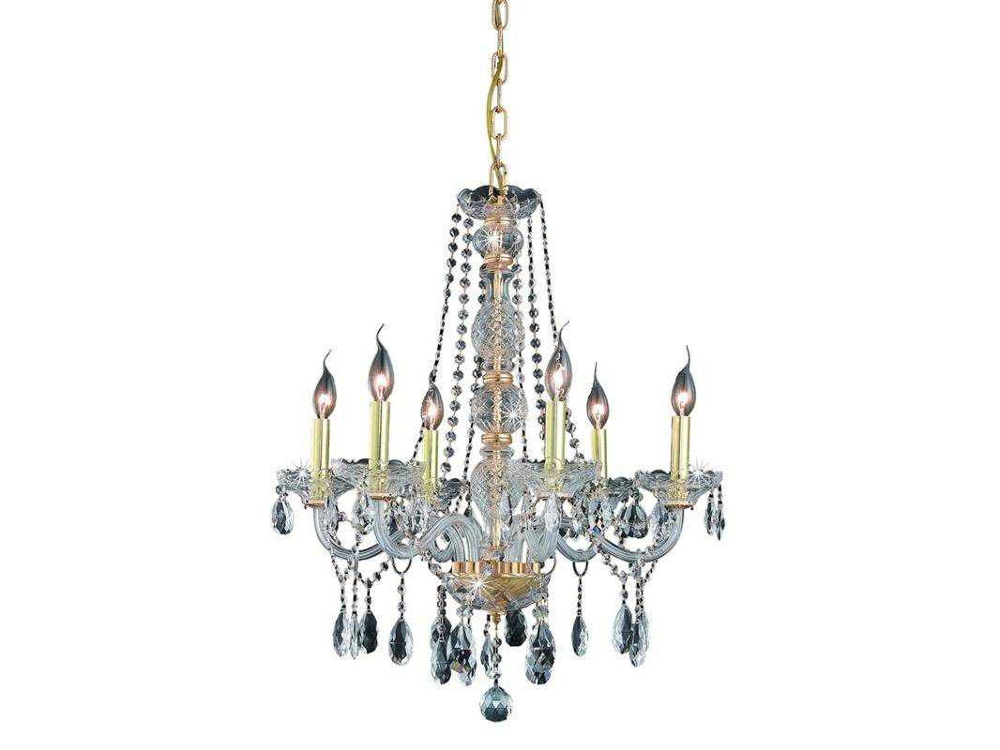 Elegant Lighting Verona 6-Light Gold Clear Crystal Glass Candelabra Chandelier