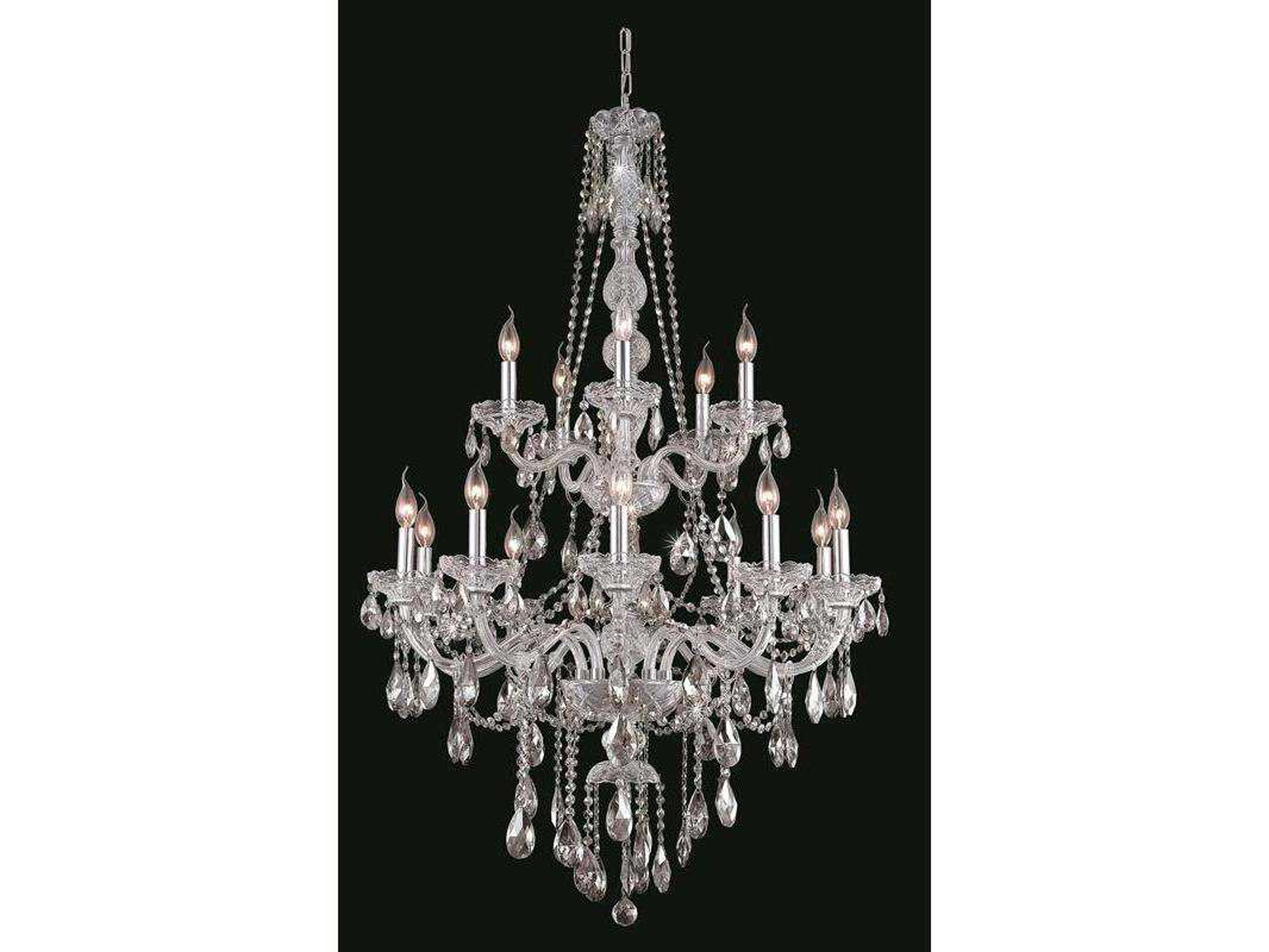 Elegant Lighting Verona 15-Light Chrome Clear Crystal Glass Candelabra Tiered Chandelier