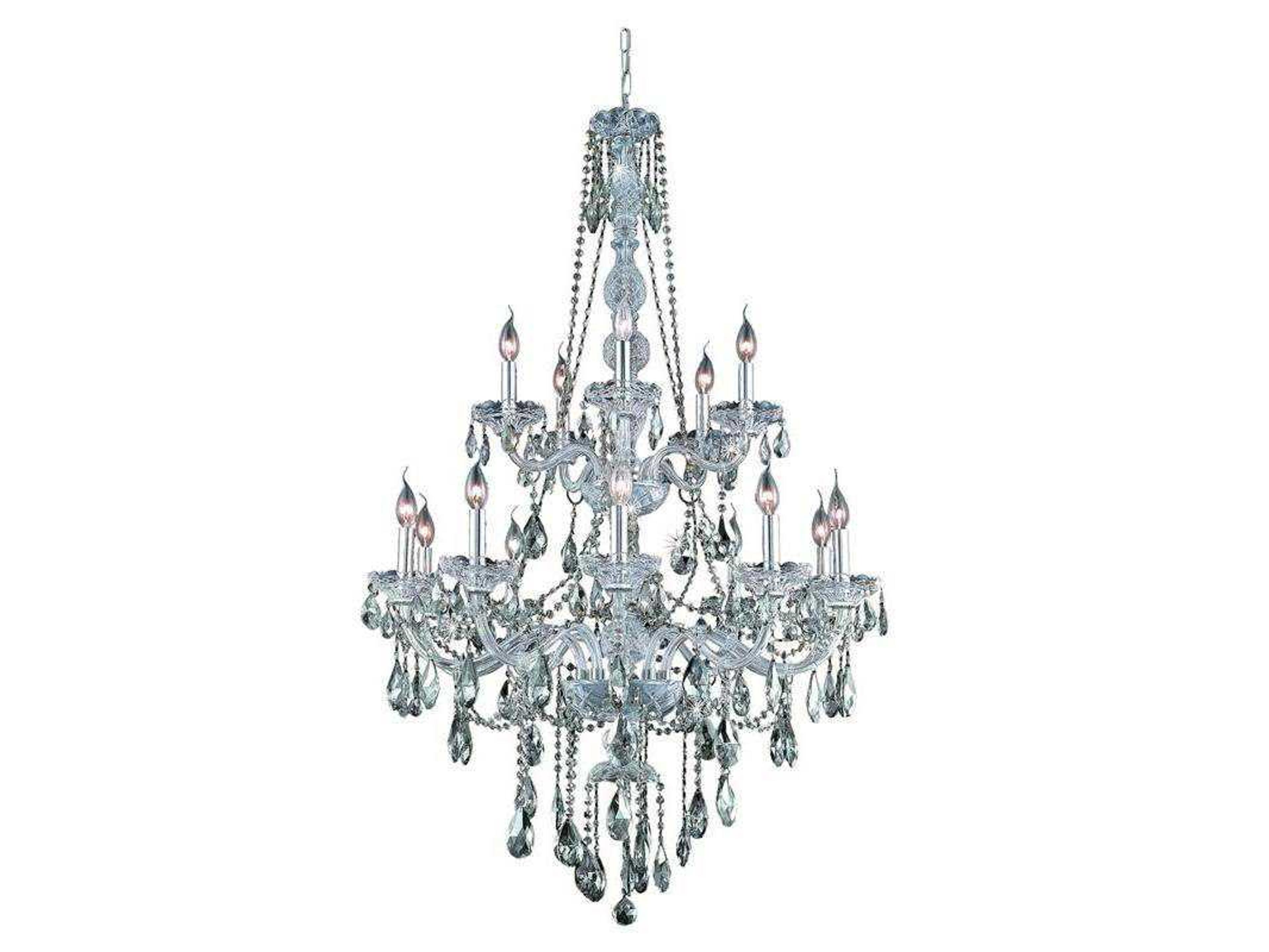 Elegant Lighting Verona 15-Light Chrome Gold Crystal Glass Candelabra Tiered Chandelier