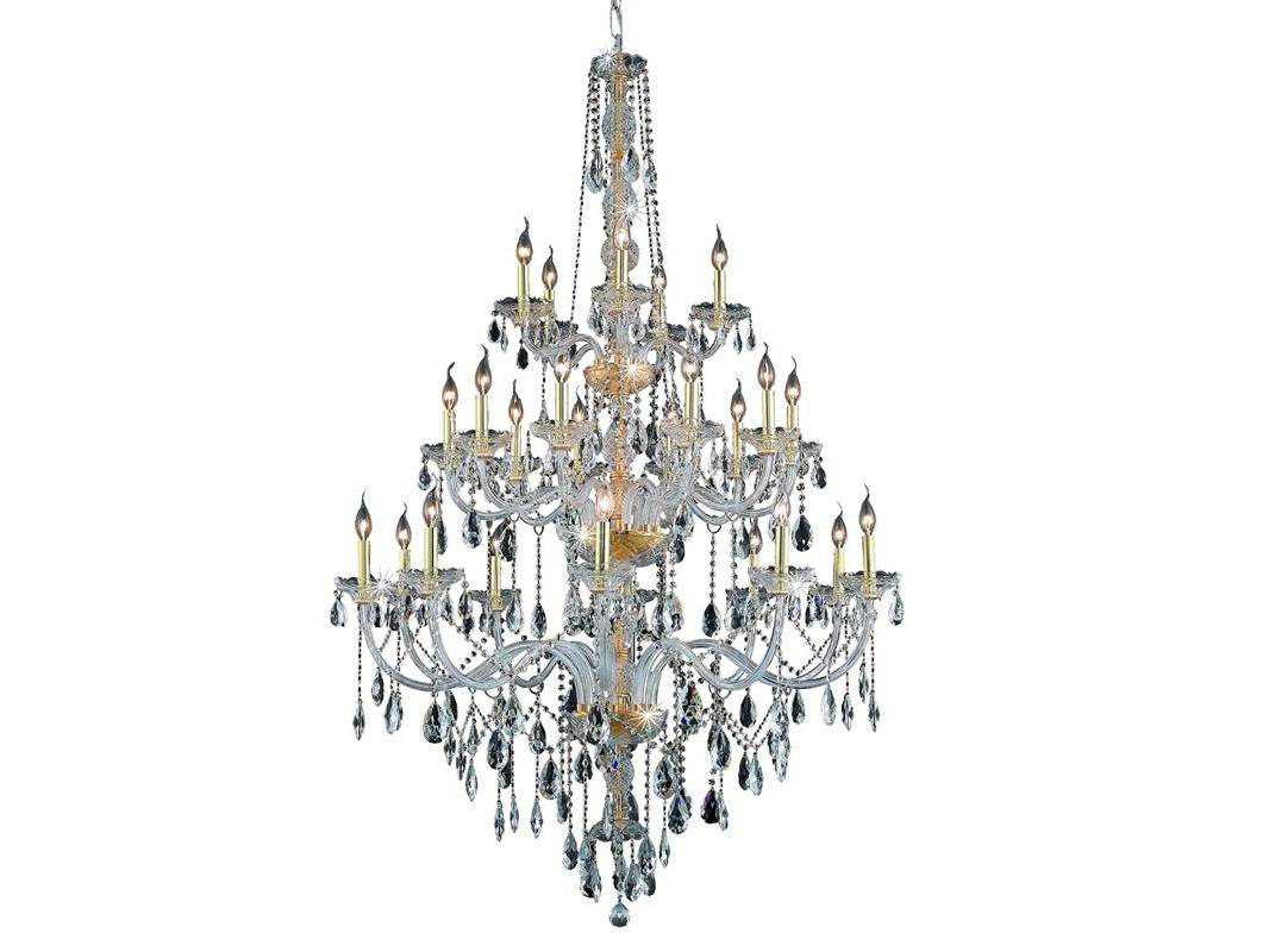 Elegant Lighting Verona 25-Light Gold Clear Crystal Glass Candelabra Tiered Chandelier