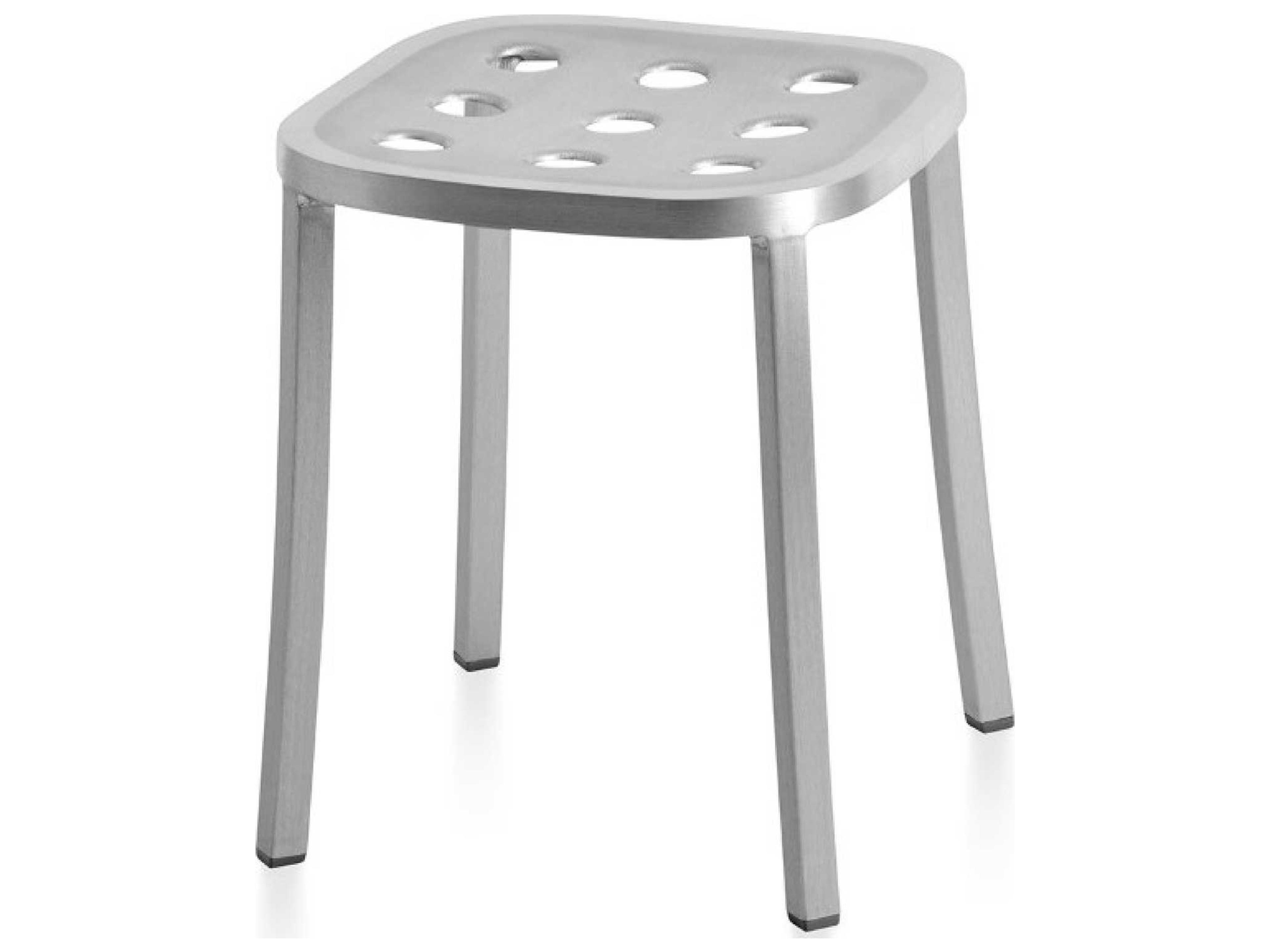 Emeco By Jasper Morrison Brushed Aluminum Silver Accent Stool