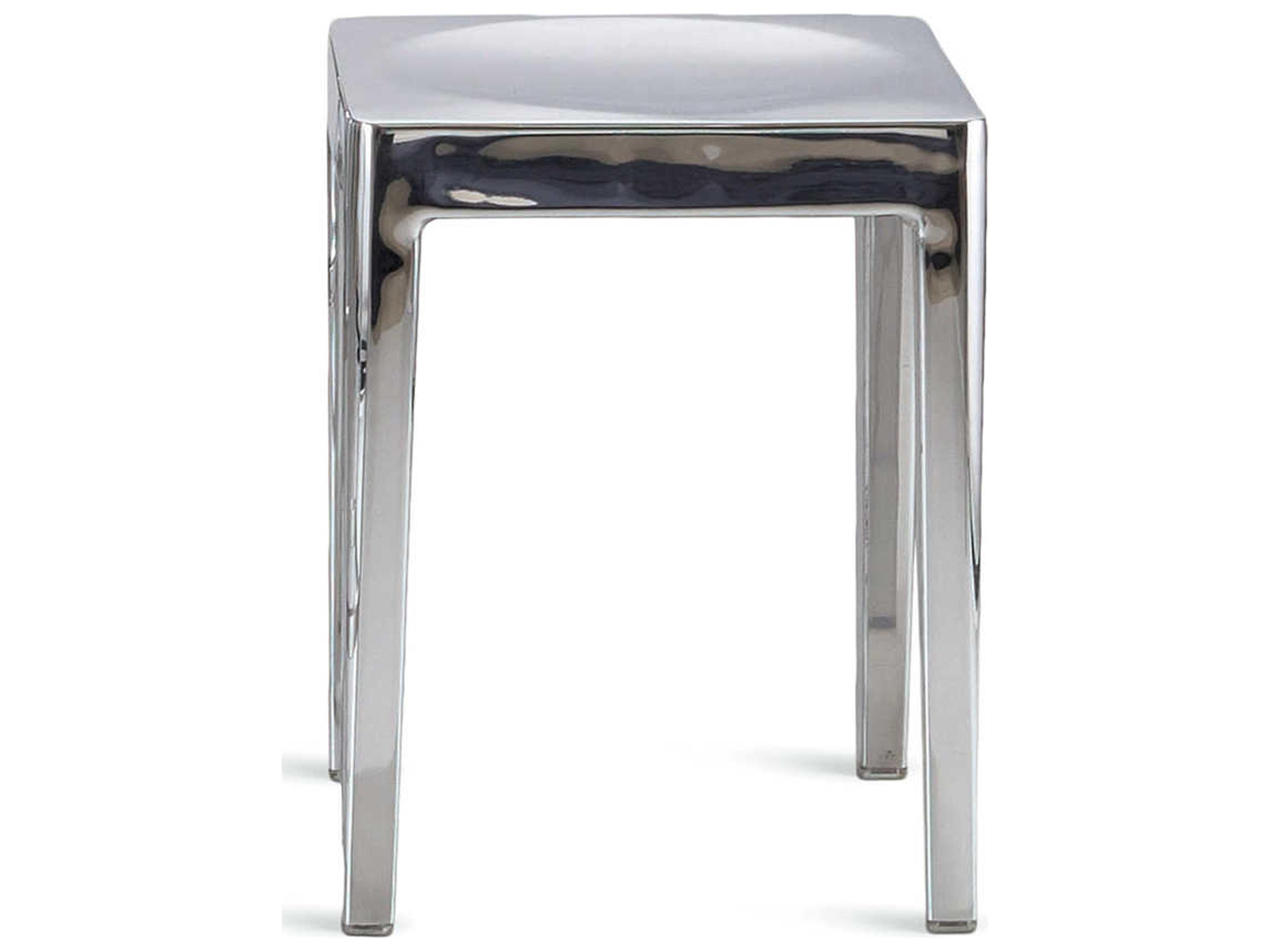 Emeco Polished Aluminum Silver Accent Stool