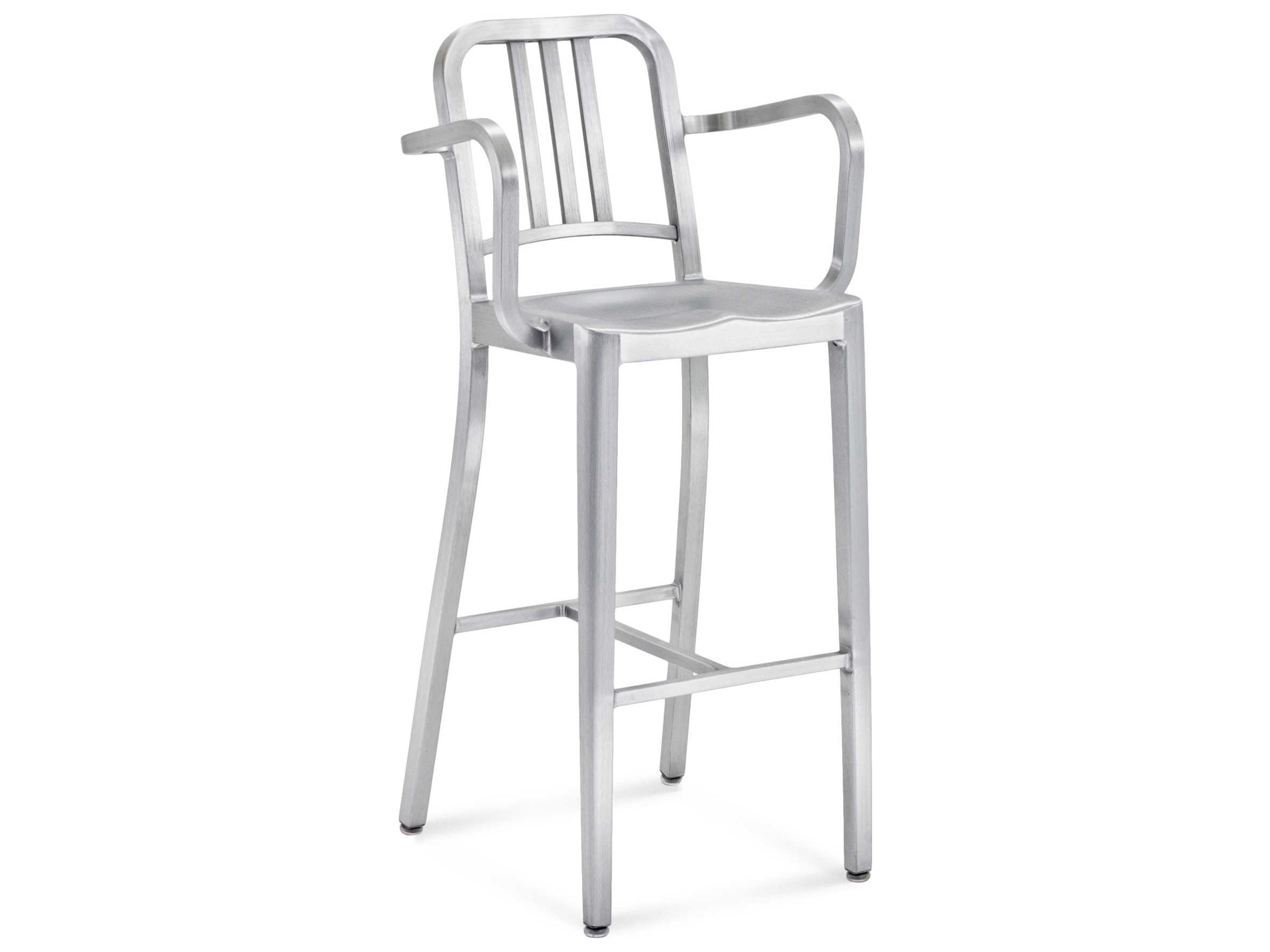 Emeco Navy Brushed Aluminum Bar Stool