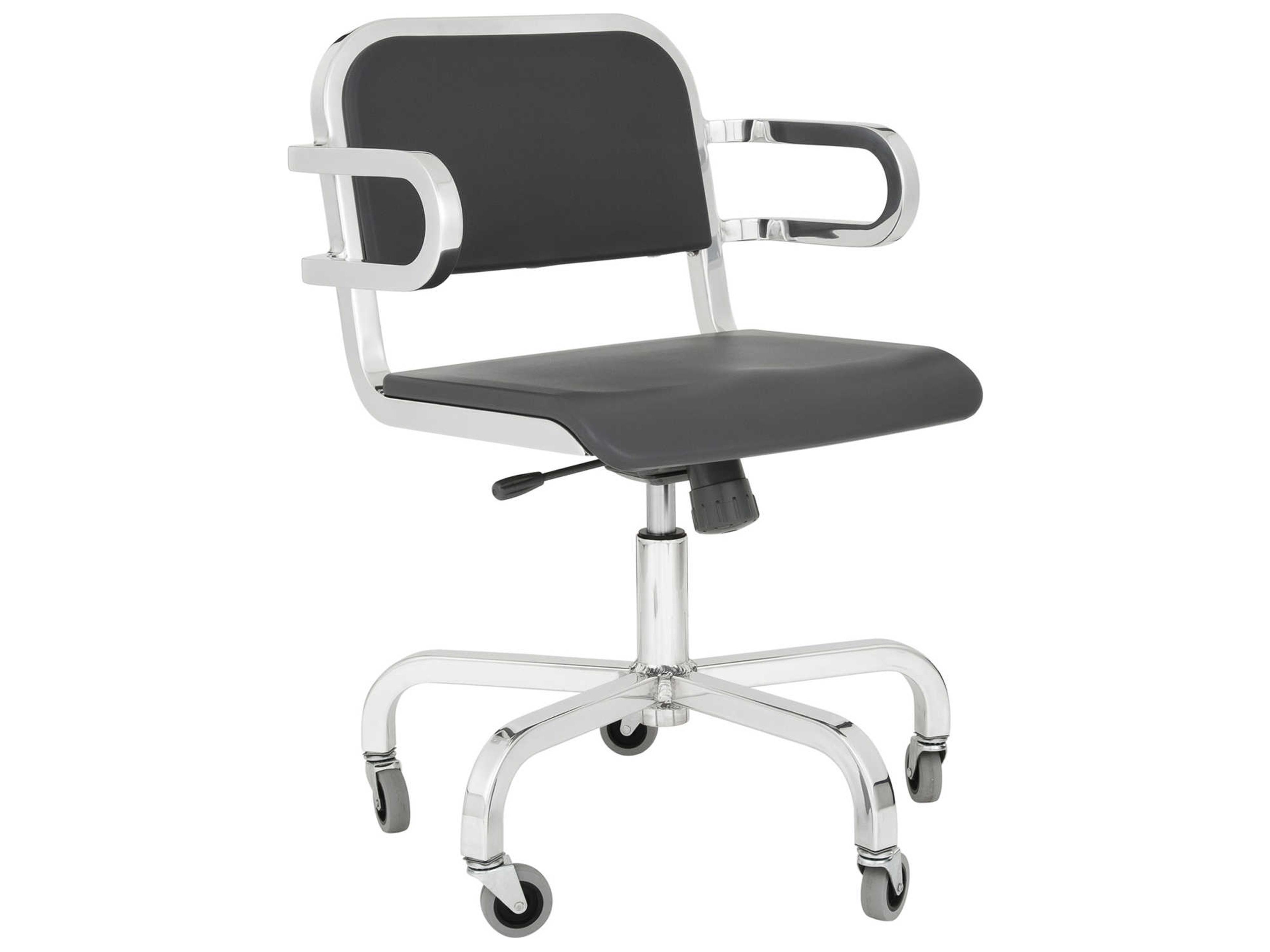 Emeco Nine-0 By Ettore Sottsass Brown Leather Swivel Computer Office Chair