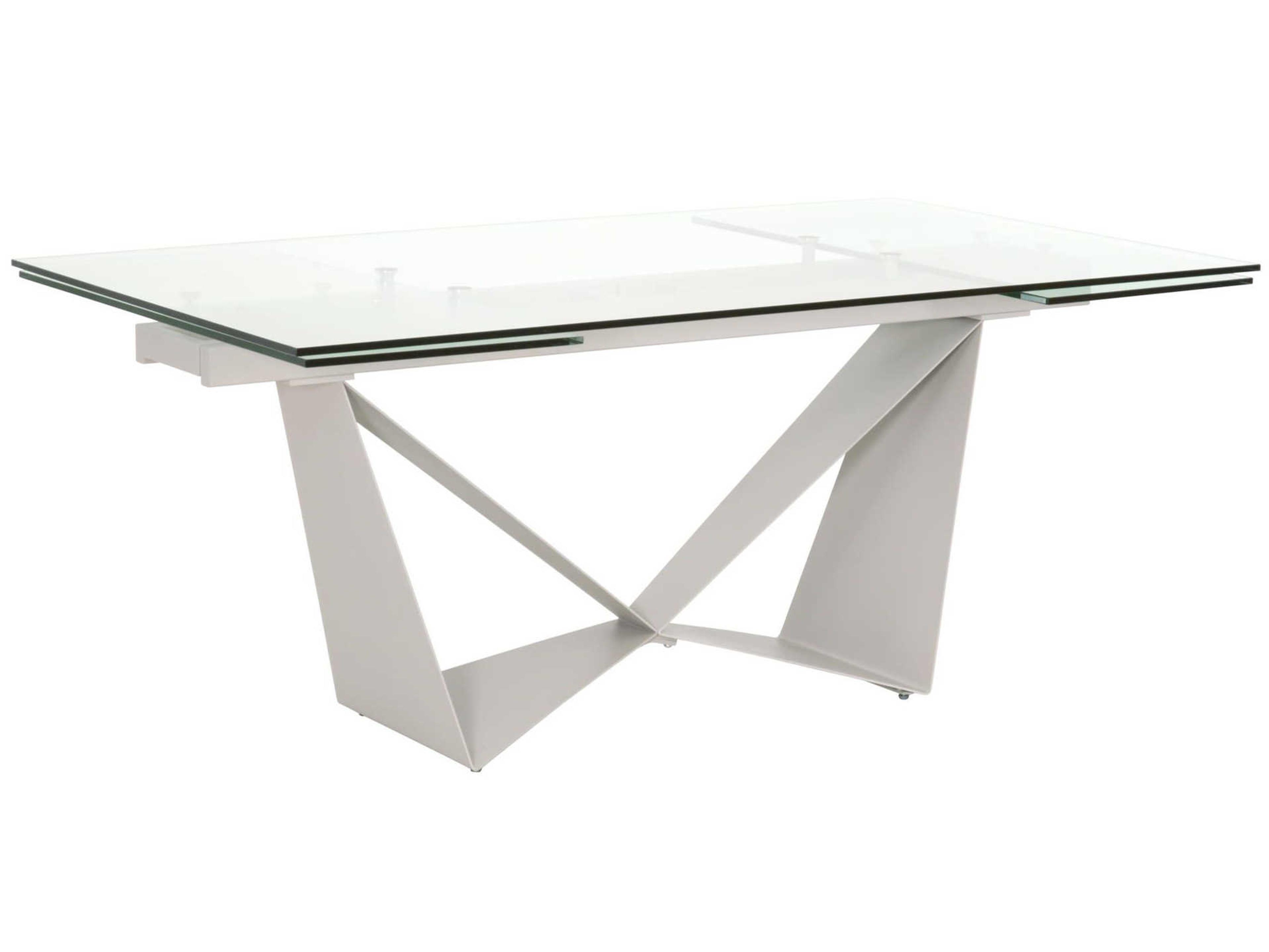 Essentials for Living Meridian Vida Extendable Rectangular Glass Clear Matte Light Gray Dining Table