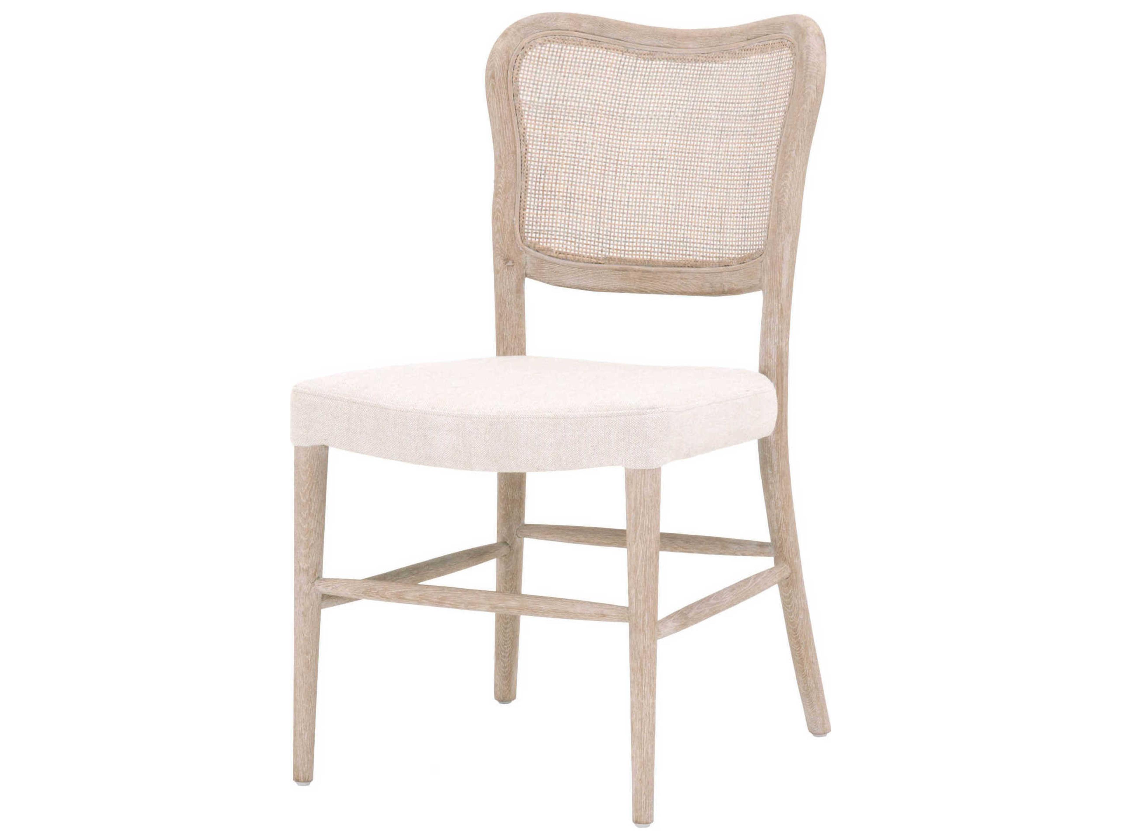 Luxecor Respite Oak Wood Beige Upholstered Side Dining Chair Set of 2