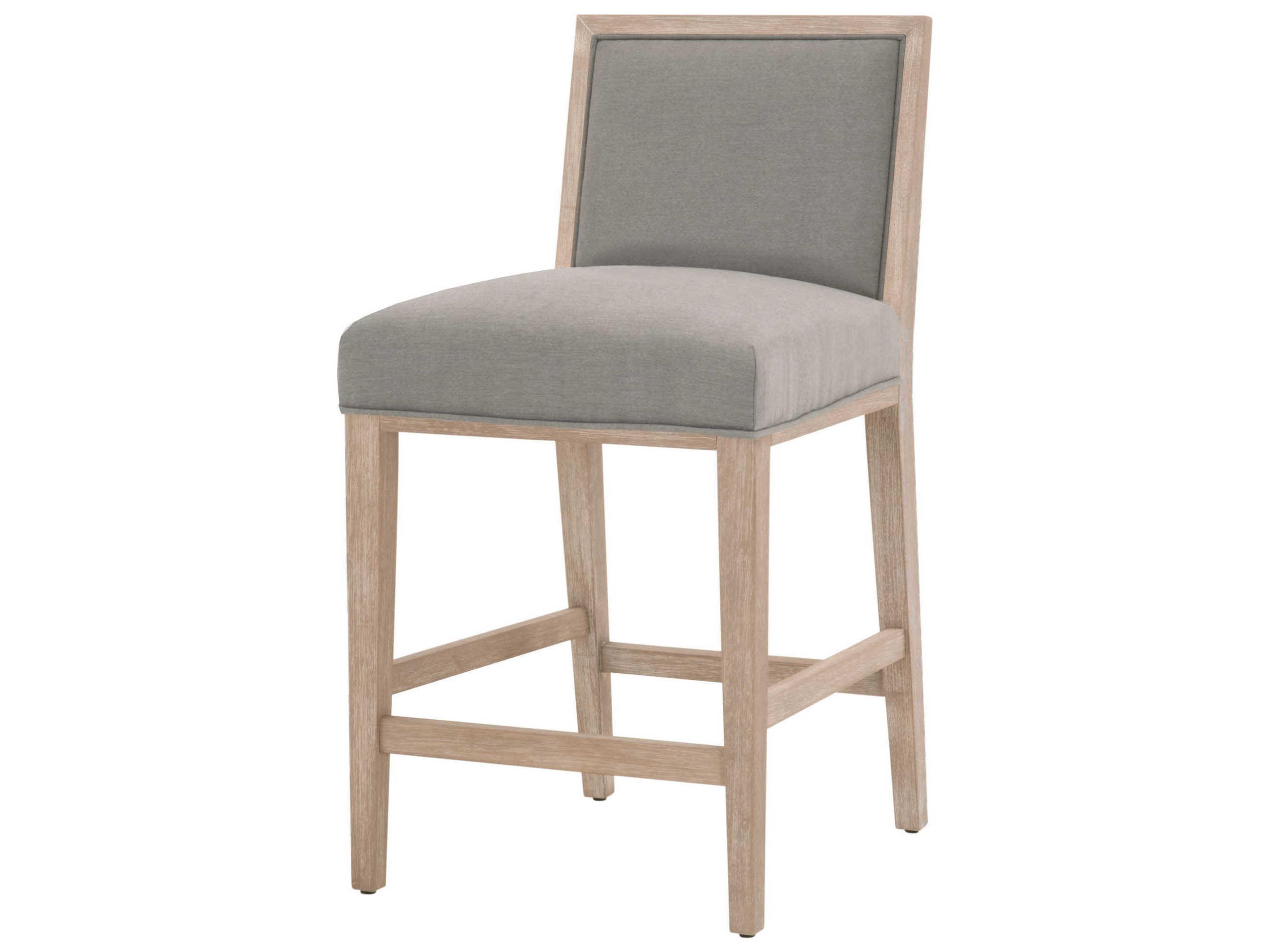 Essentials for Living Traditions Martin Upholstered Acacia Wood Peyton Slate Natural Gray Counter Stool Set of 2