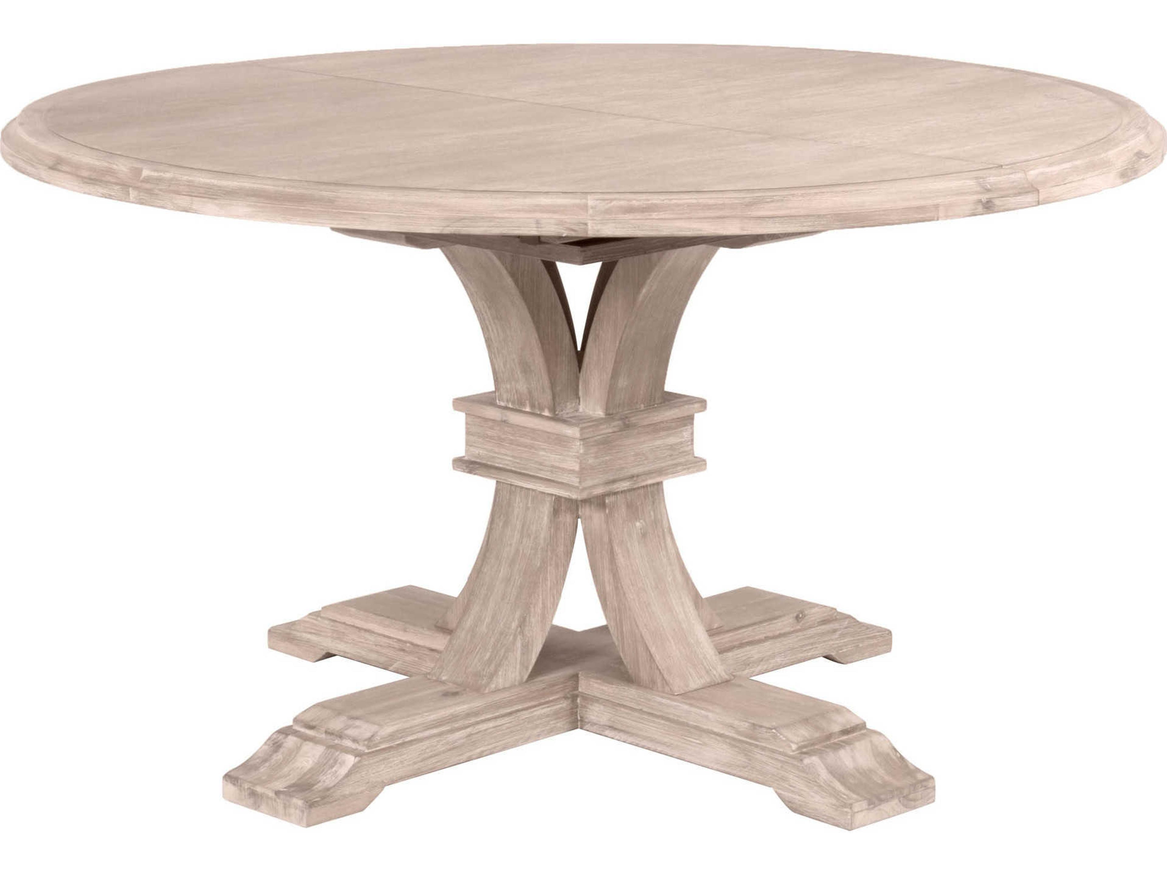 Essentials for Living Devon Extendable Round Wood Natural Gray Dining Table