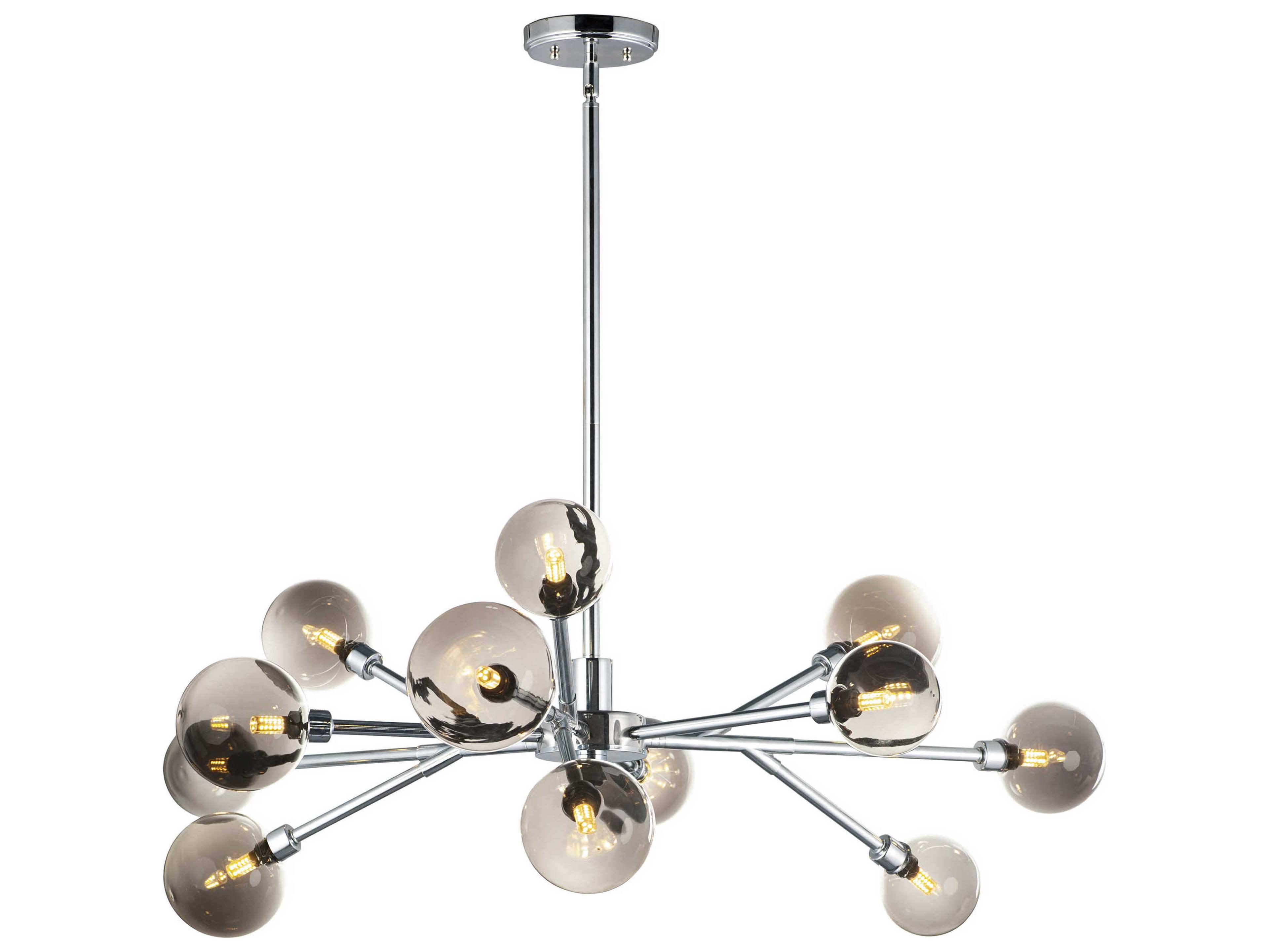 ET2 Asteroid 12-Light Polished Chrome Glass LED Globe Sputnik Chandelier