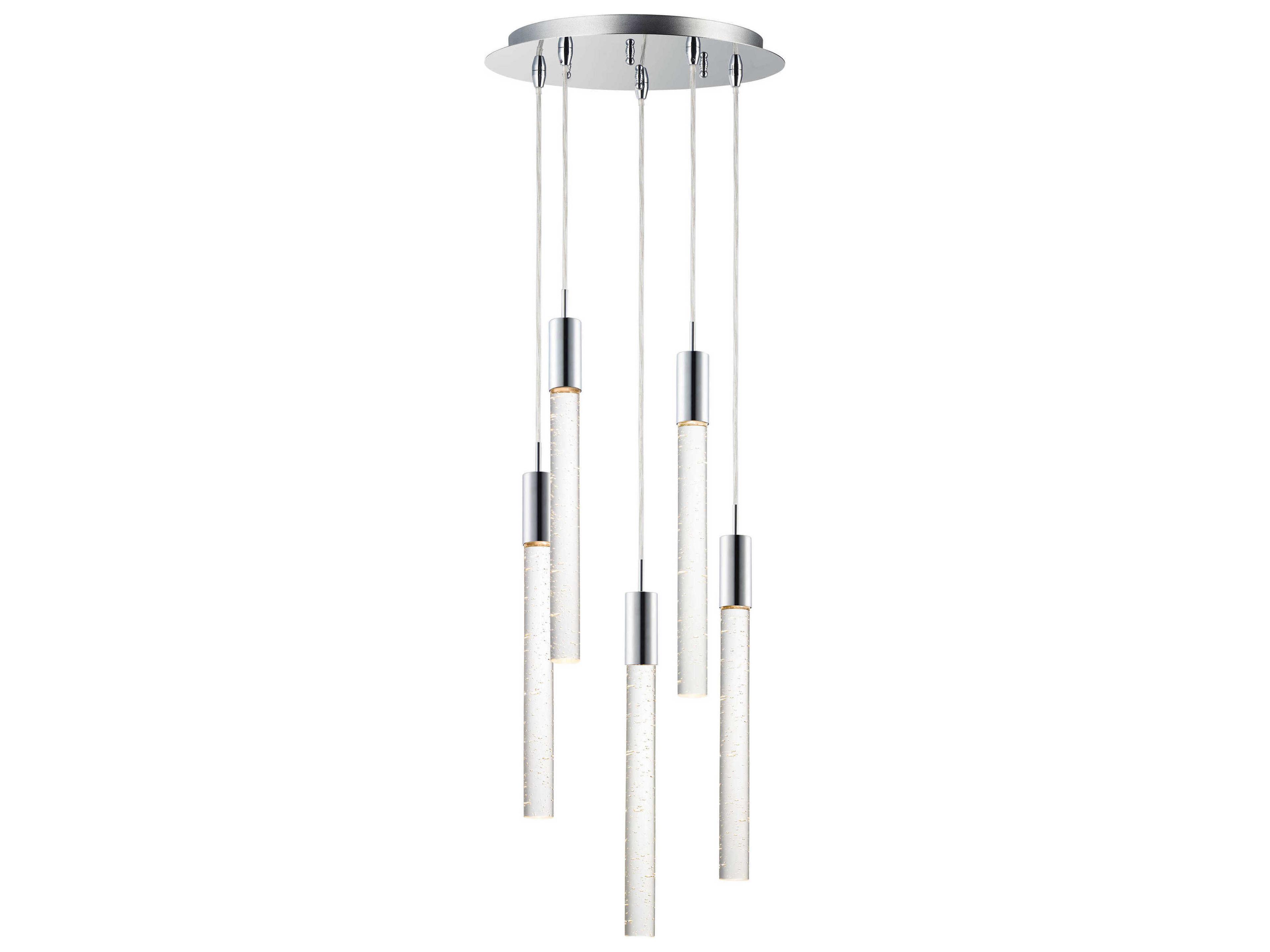 ET2 Big Fizz 5-Light Polished Chrome Crystal LED Cylinder Pendant