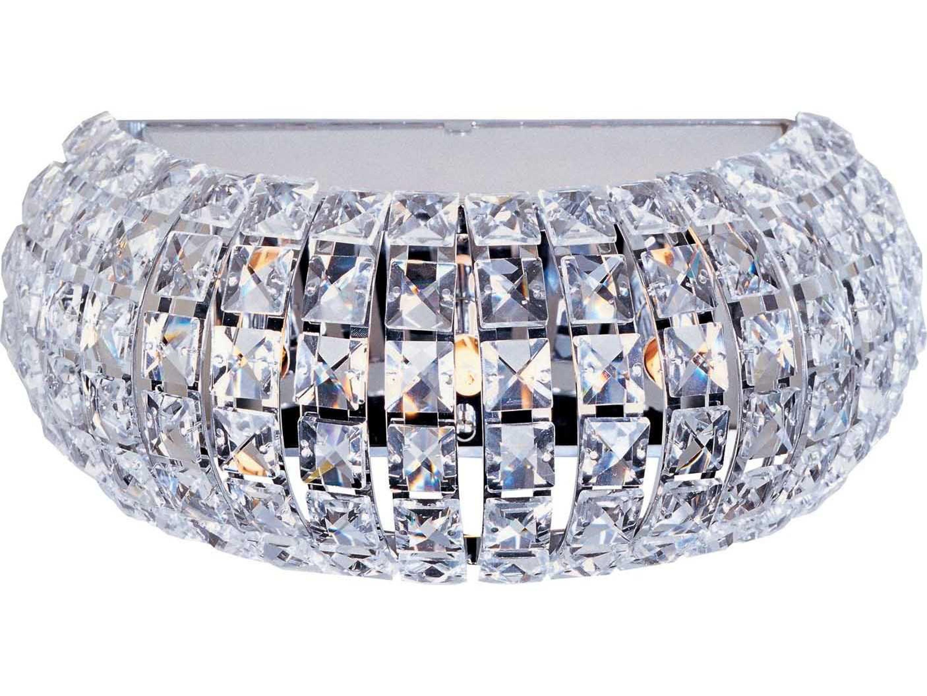 ET2 3-Light Polished Chrome Crystal Glass Wall Sconce