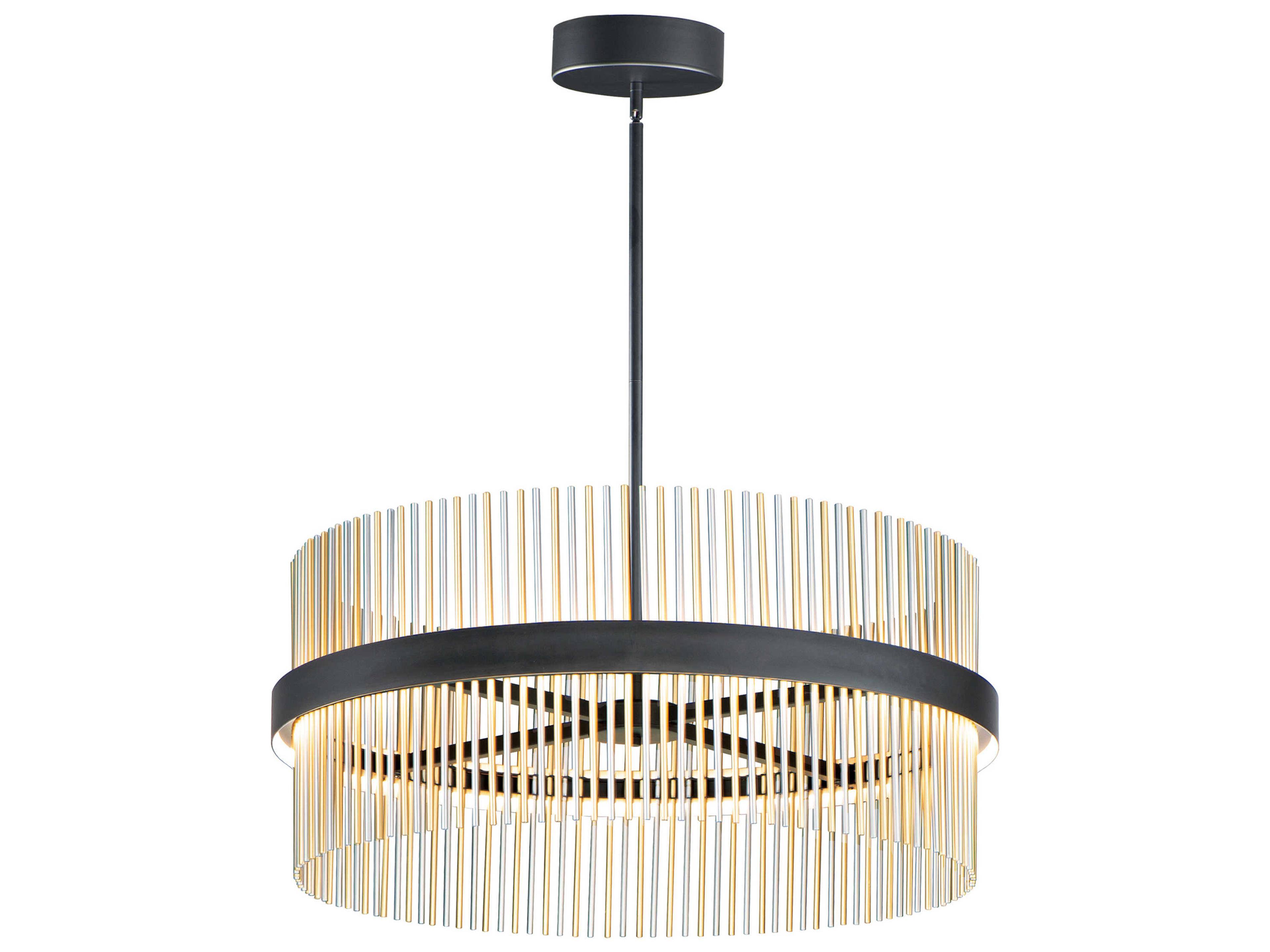 ET2 Chimes 2-Light Black Satin Nickel Brass LED Drum Pendant