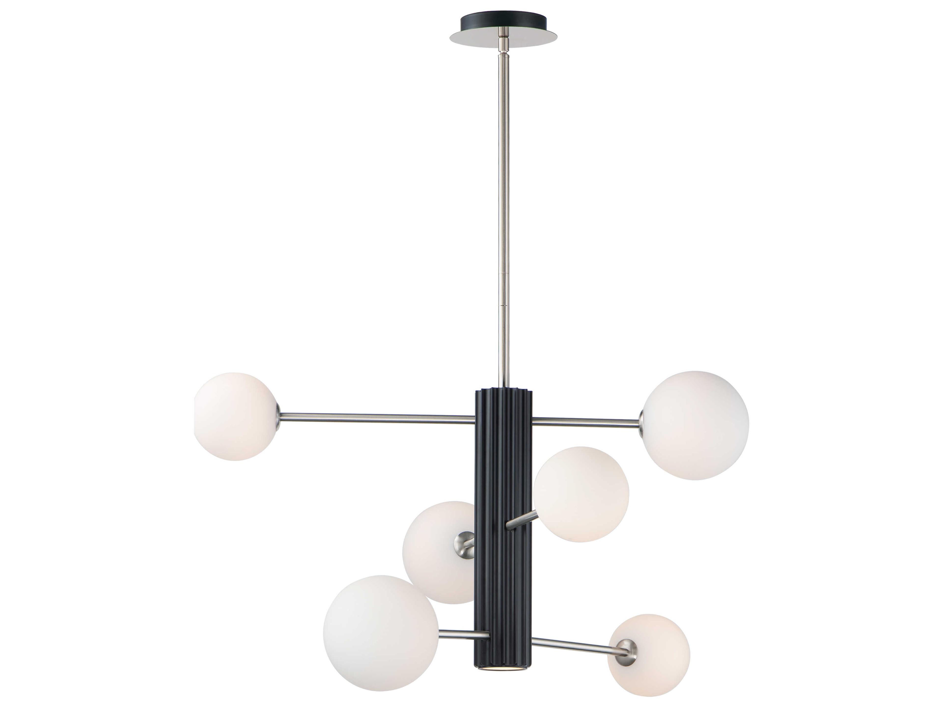 ET2 Cog 7-Light Black Satin Nickel Glass LED Globe Tiered Chandelier