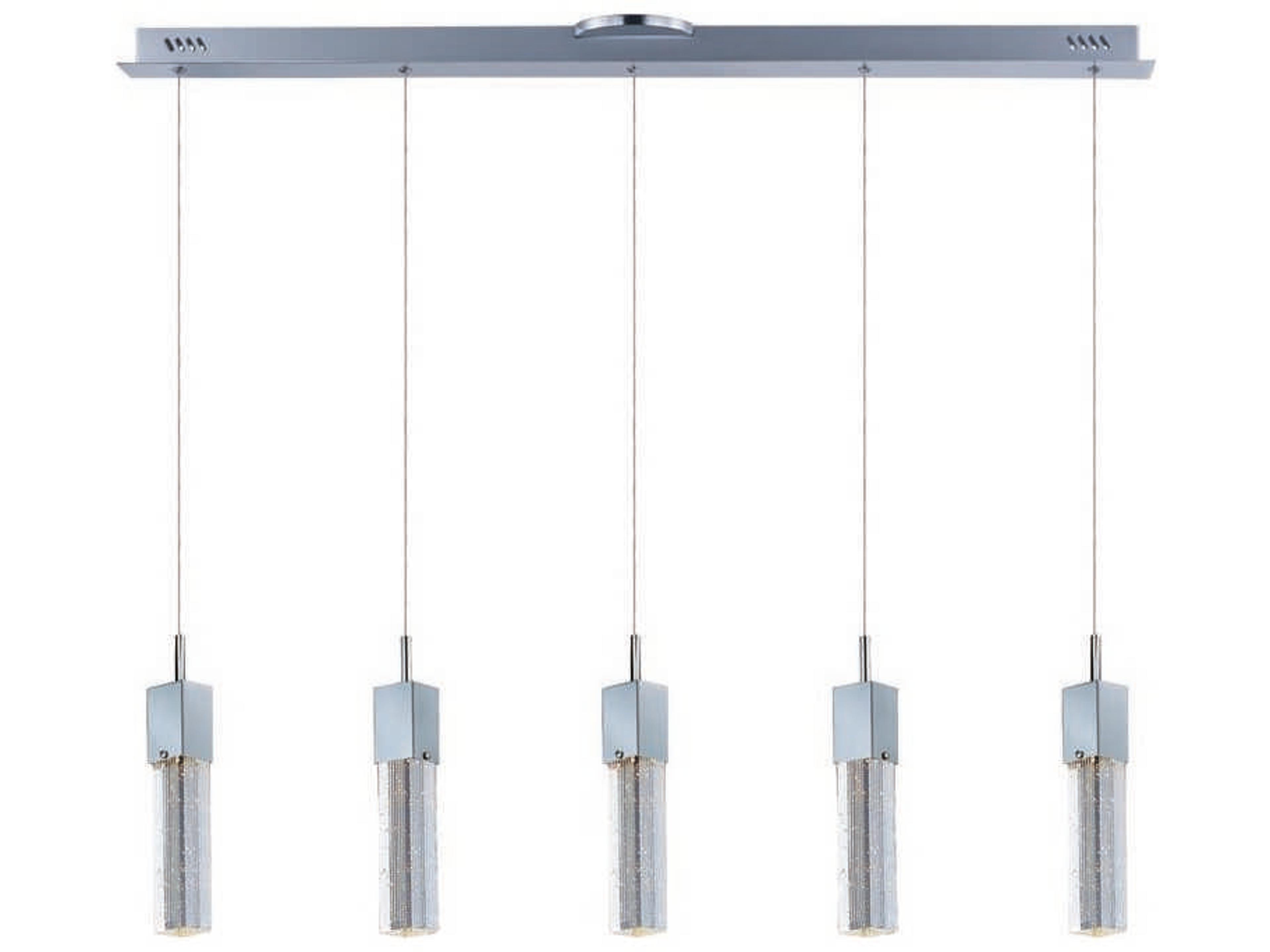 ET2 Fizz Iii 5-Light Polished Chrome Glass LED Cylinder Linear Island Pendant