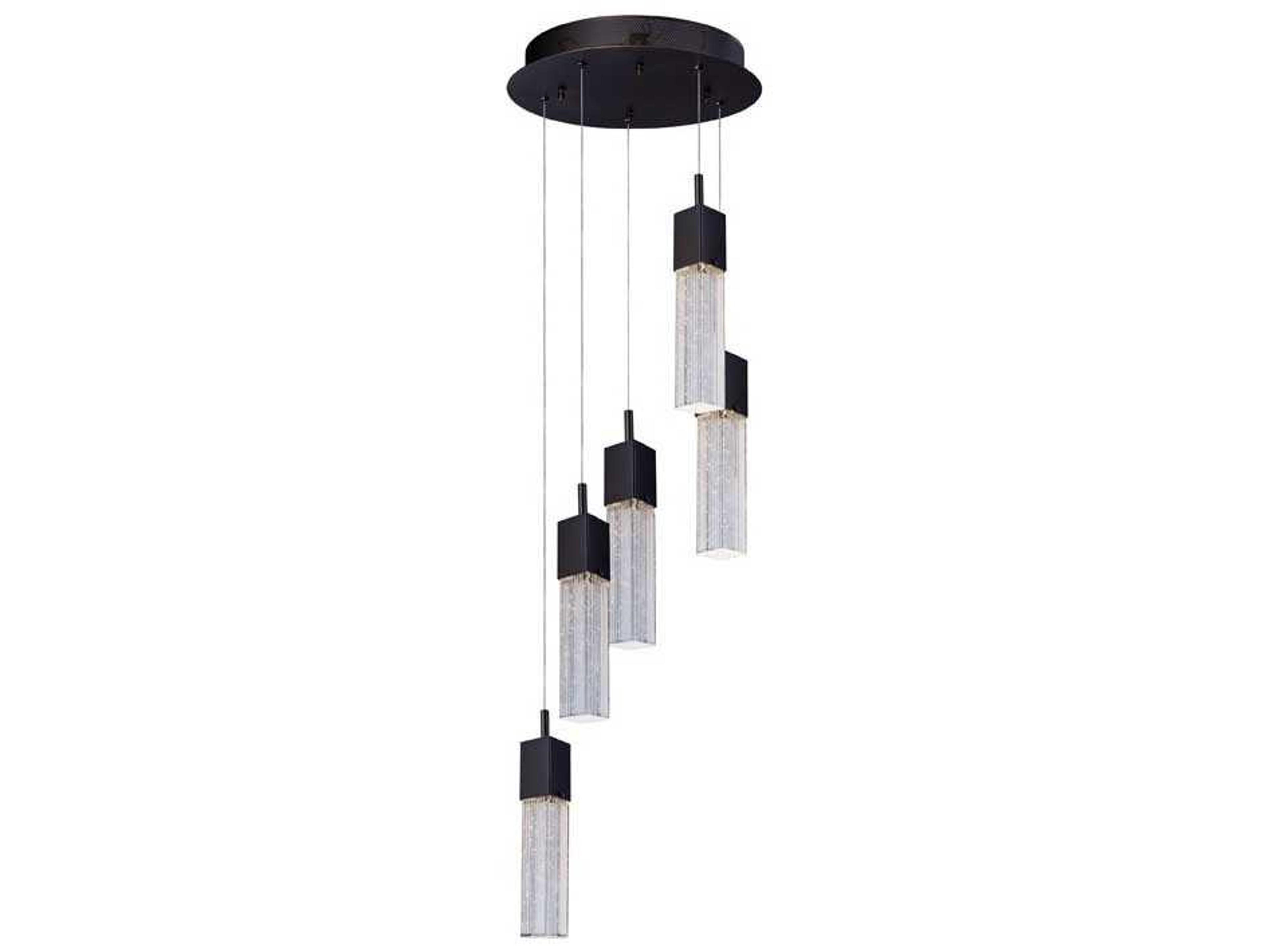 ET2 Fizz Iii 5-Light Bronze Glass LED Cylinder Linear Pendant