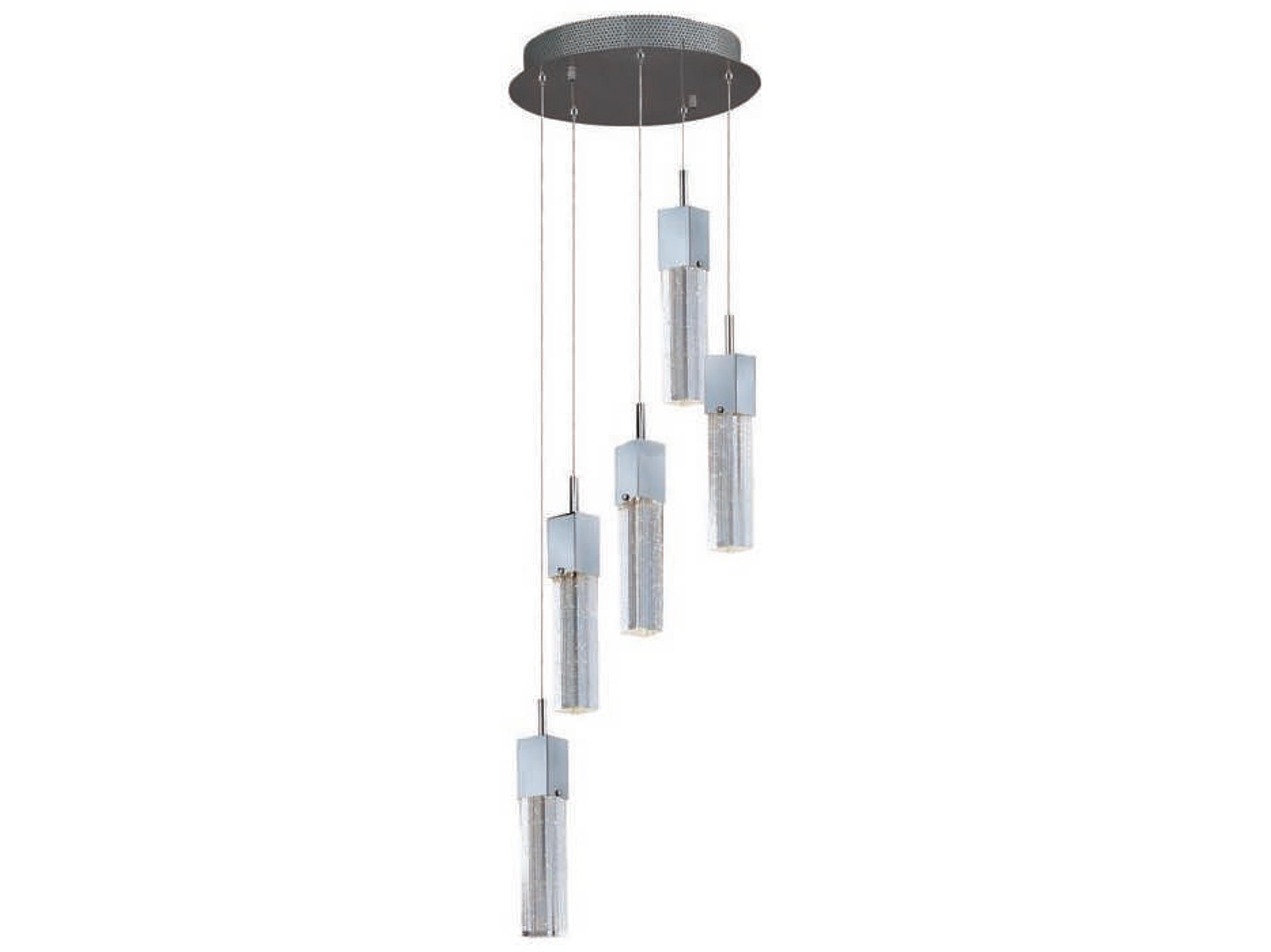 ET2 Fizz Iii 5-Light Polished Chrome Glass LED Cylinder Pendant