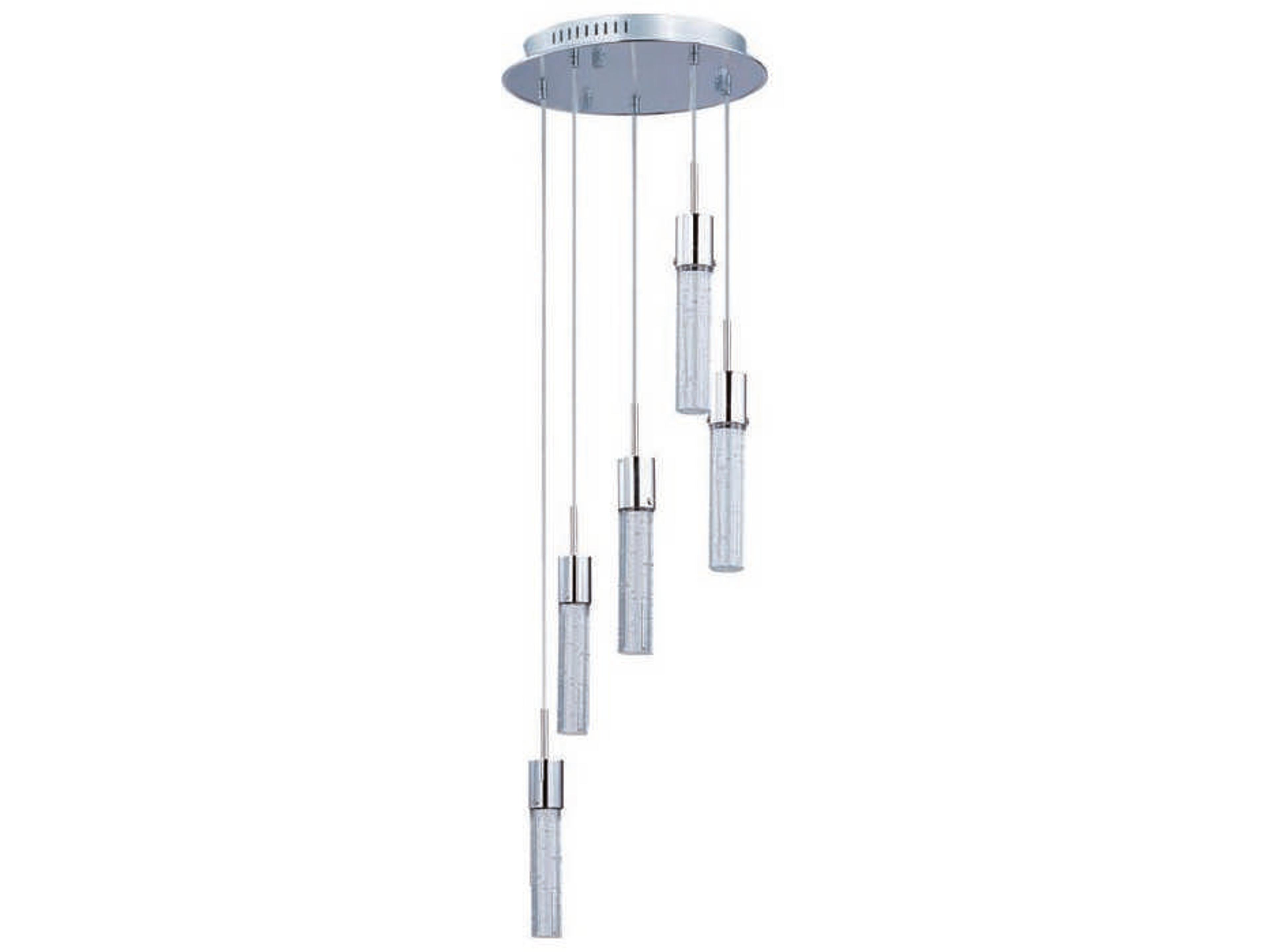 ET2 Fizz Iv 5-Light Polished Chrome Glass LED Cylinder Pendant