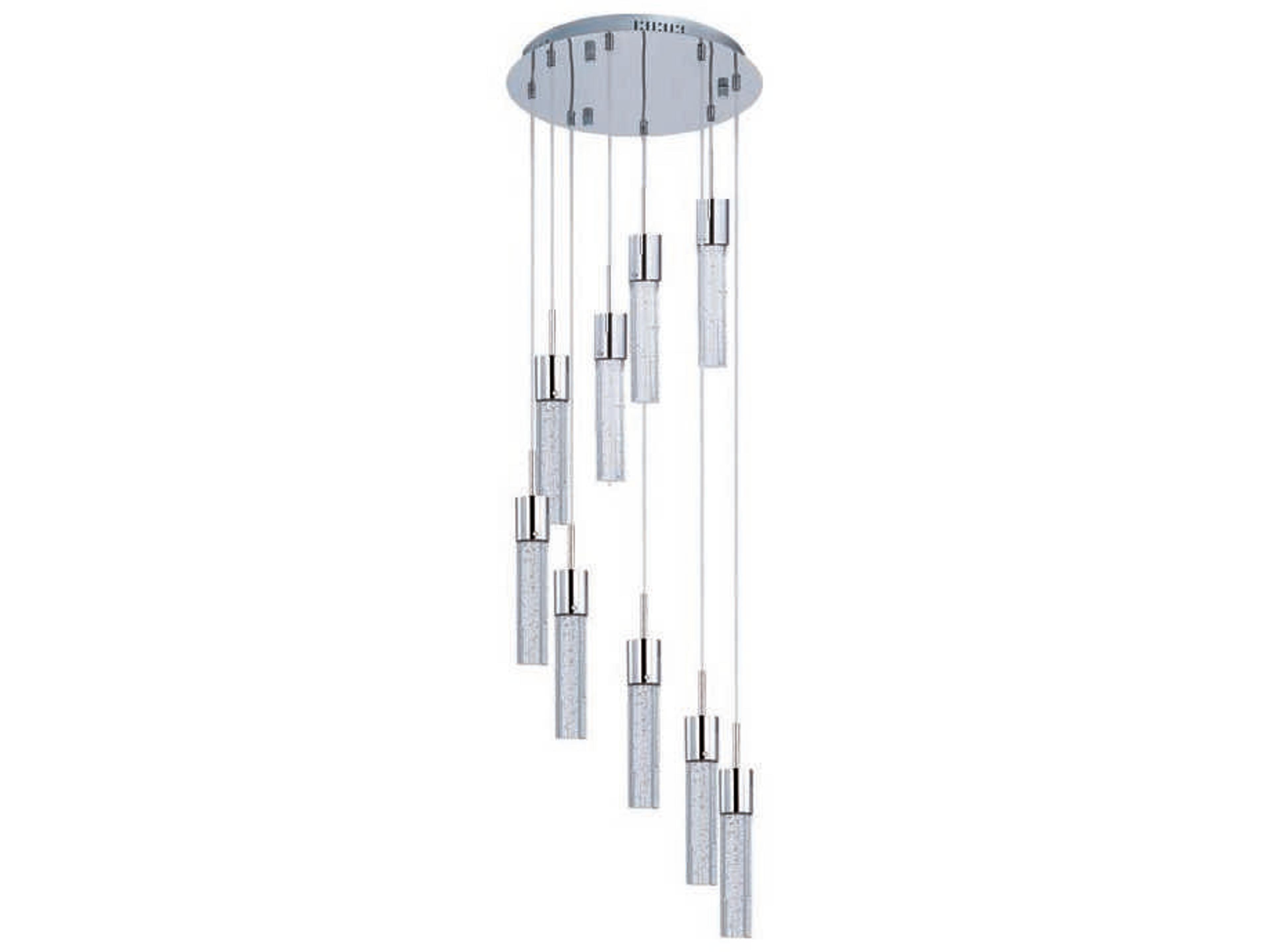 ET2 Fizz Iv 9-Light Polished Chrome Glass LED Cylinder Pendant