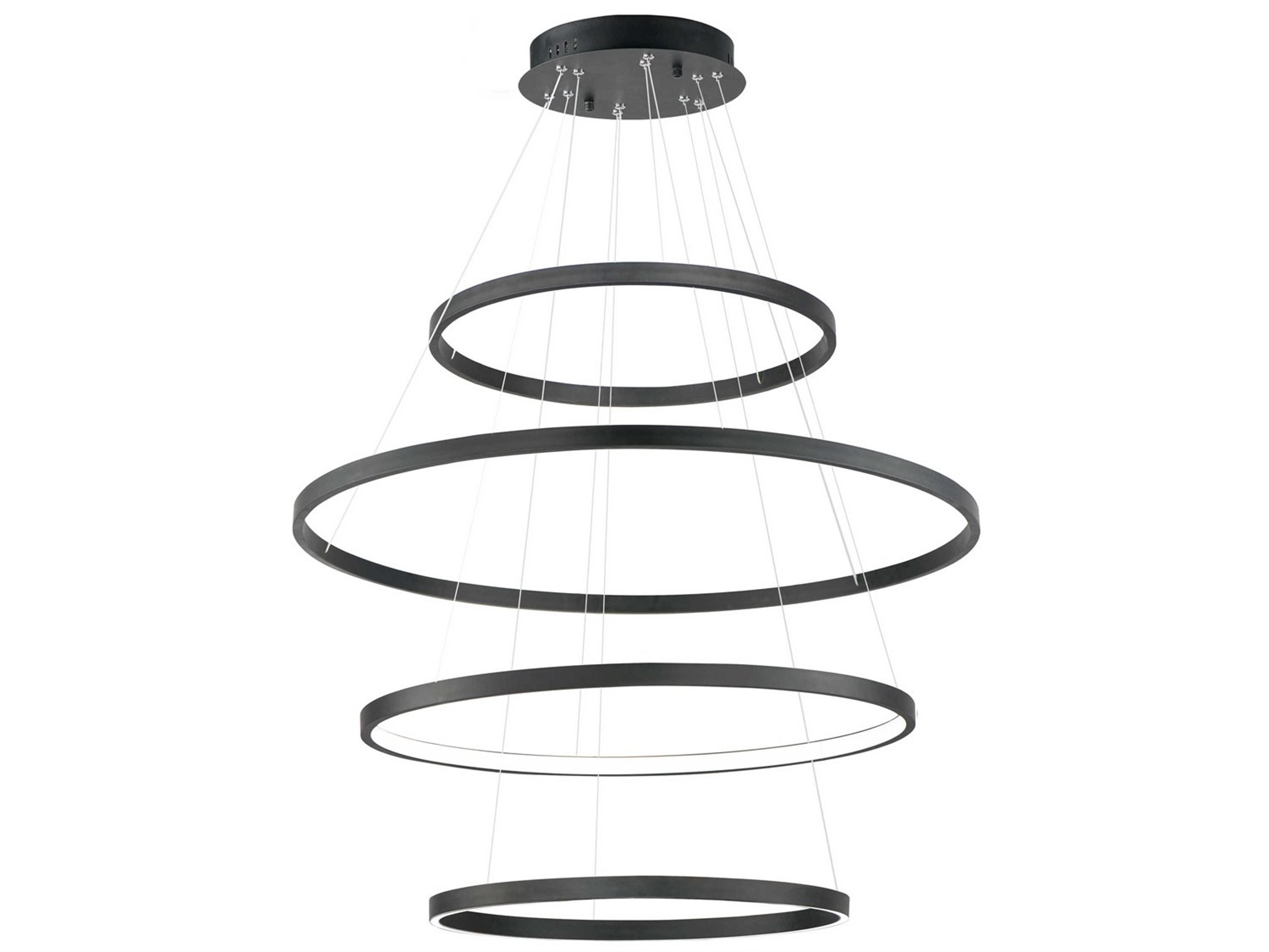 ET2 Groove 4-Light Black LED Round Tiered Pendant