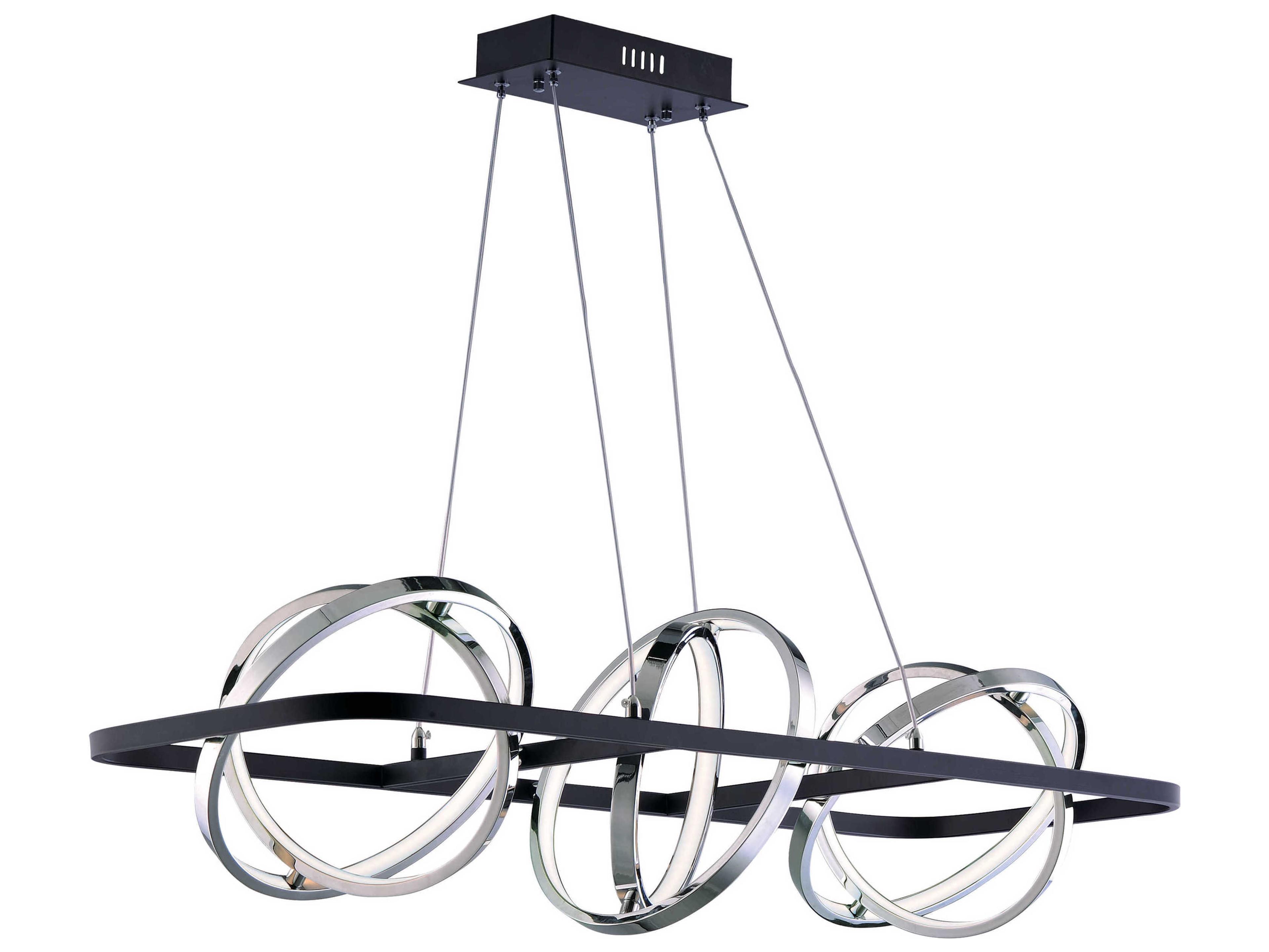 ET2 Gyro Ii 6-Light Black Polished Chrome LED Geometric Linear Island Pendant