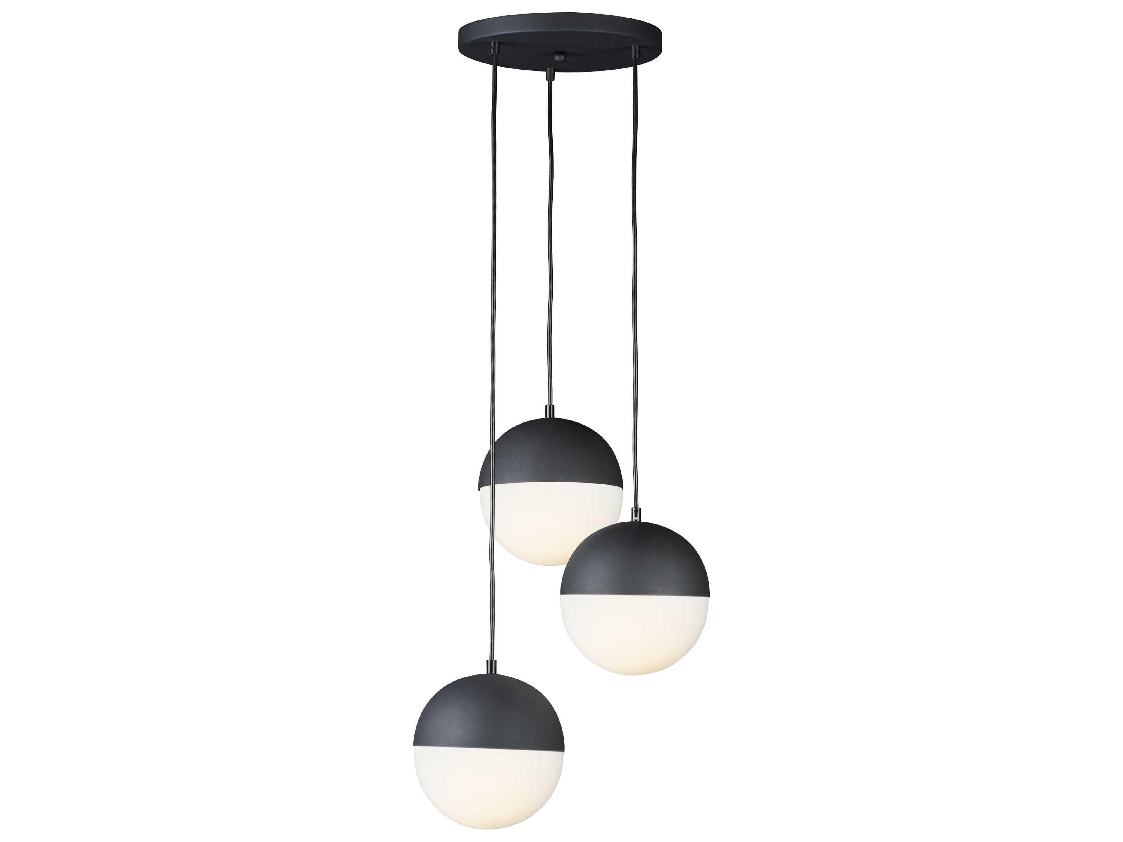 ET2 Half Moon 3-Light Black Glass LED Globe Pendant
