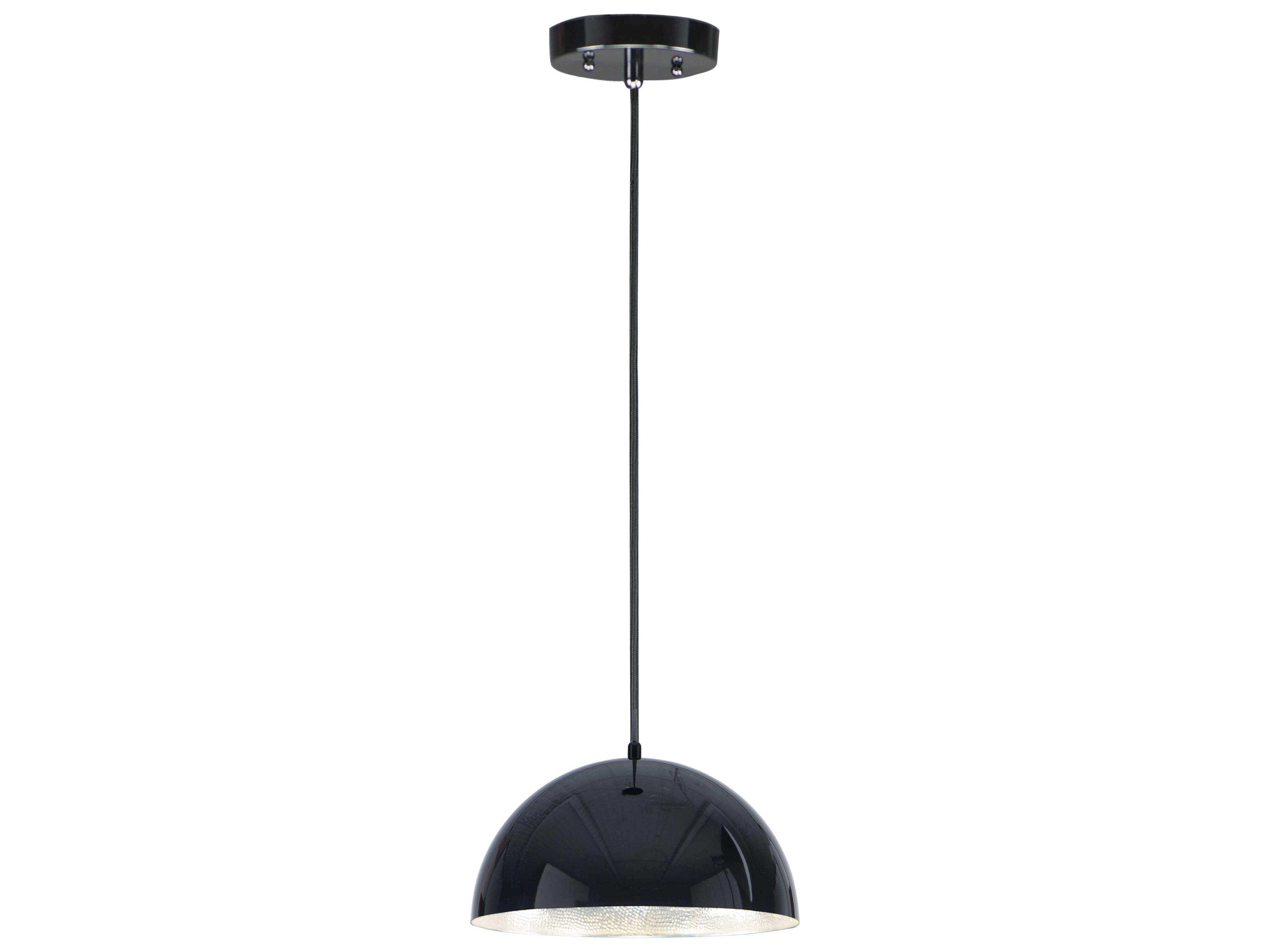 ET2 Hemisphere 1-Light Gloss Black Aluminum Silver LED Dome Pendant