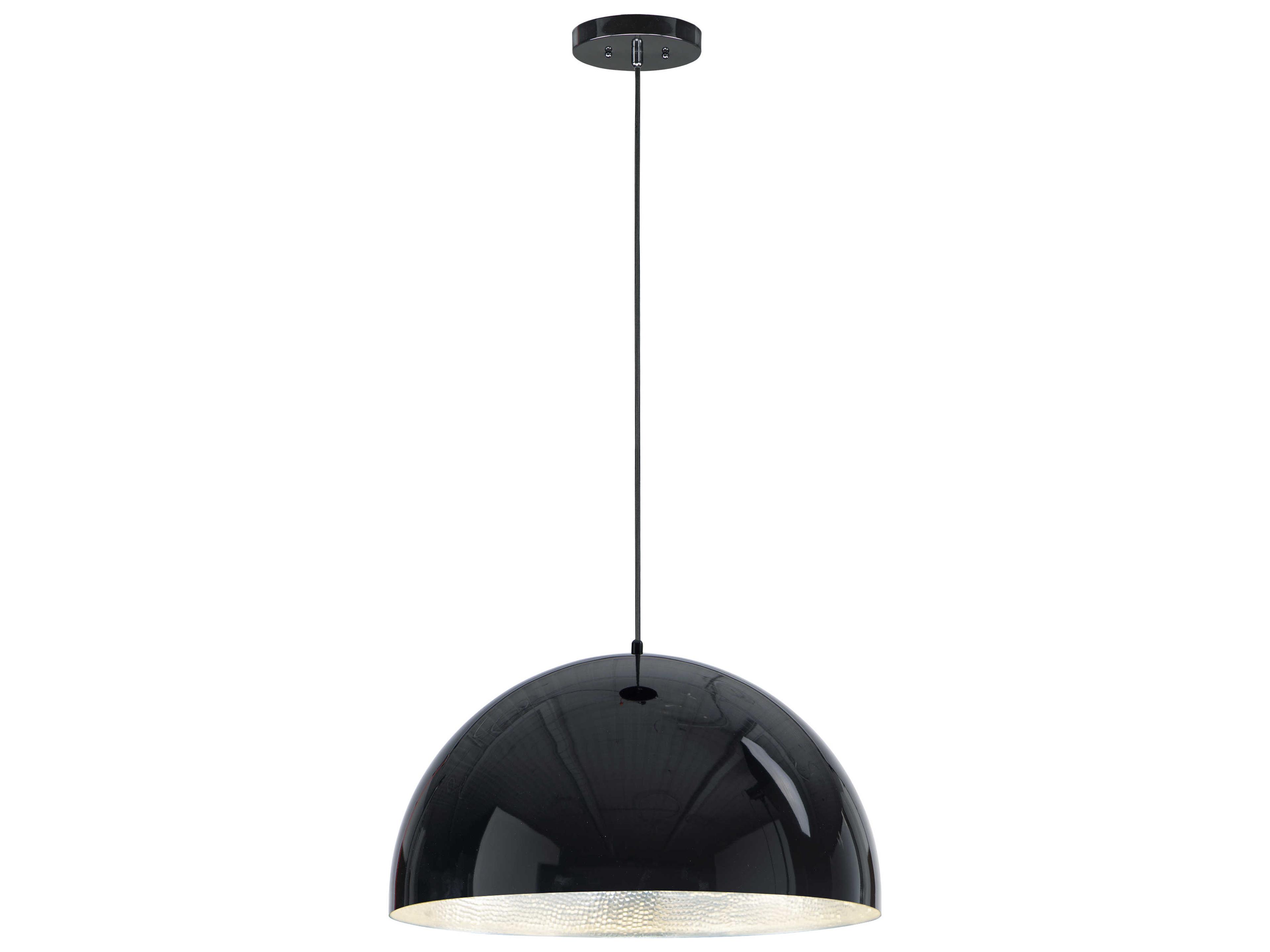 ET2 Hemisphere 1-Light Gloss Black Aluminum Silver LED Dome Pendant