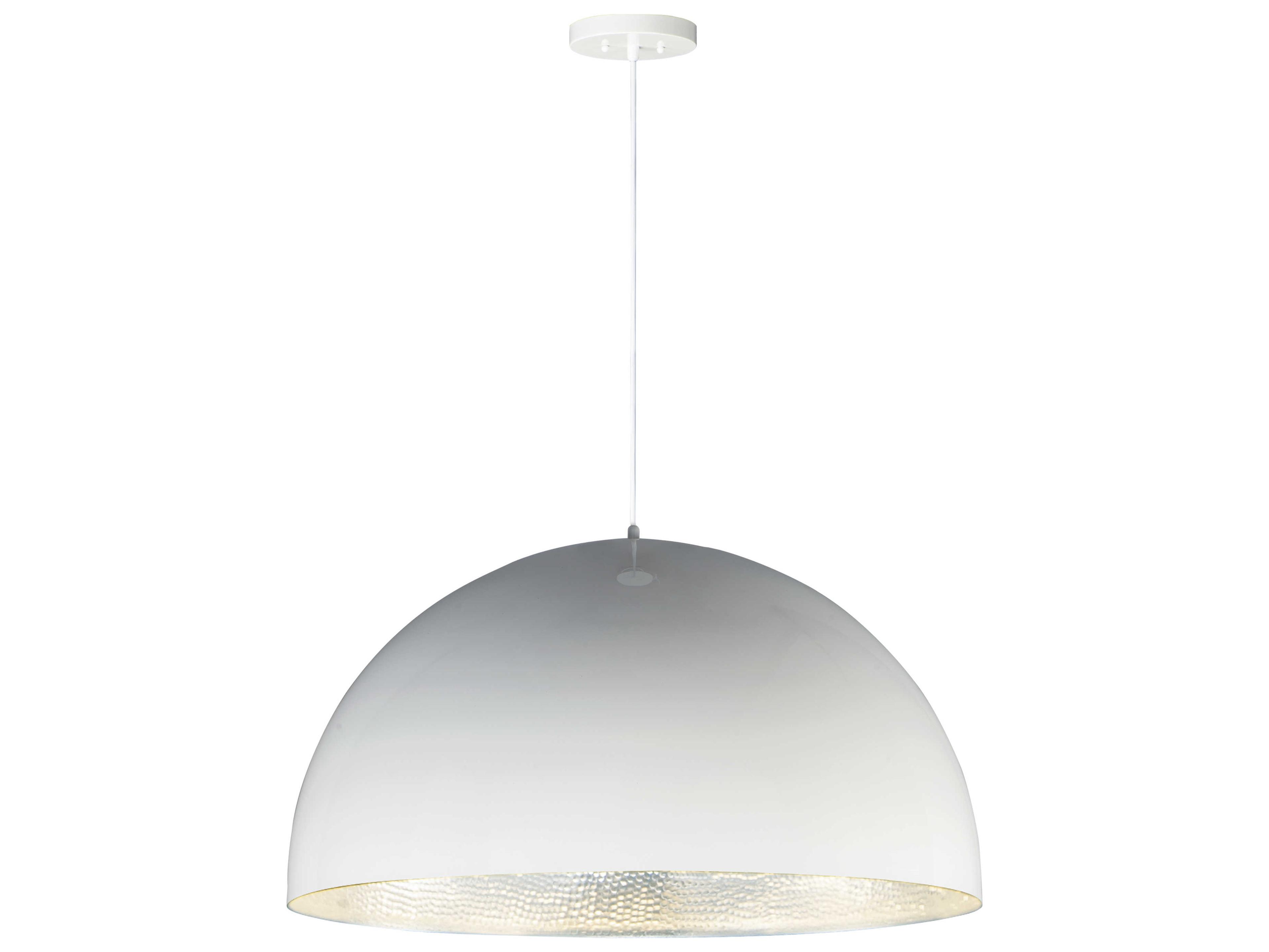 ET2 Hemisphere 1-Light Gloss White Aluminum Silver LED Dome Pendant
