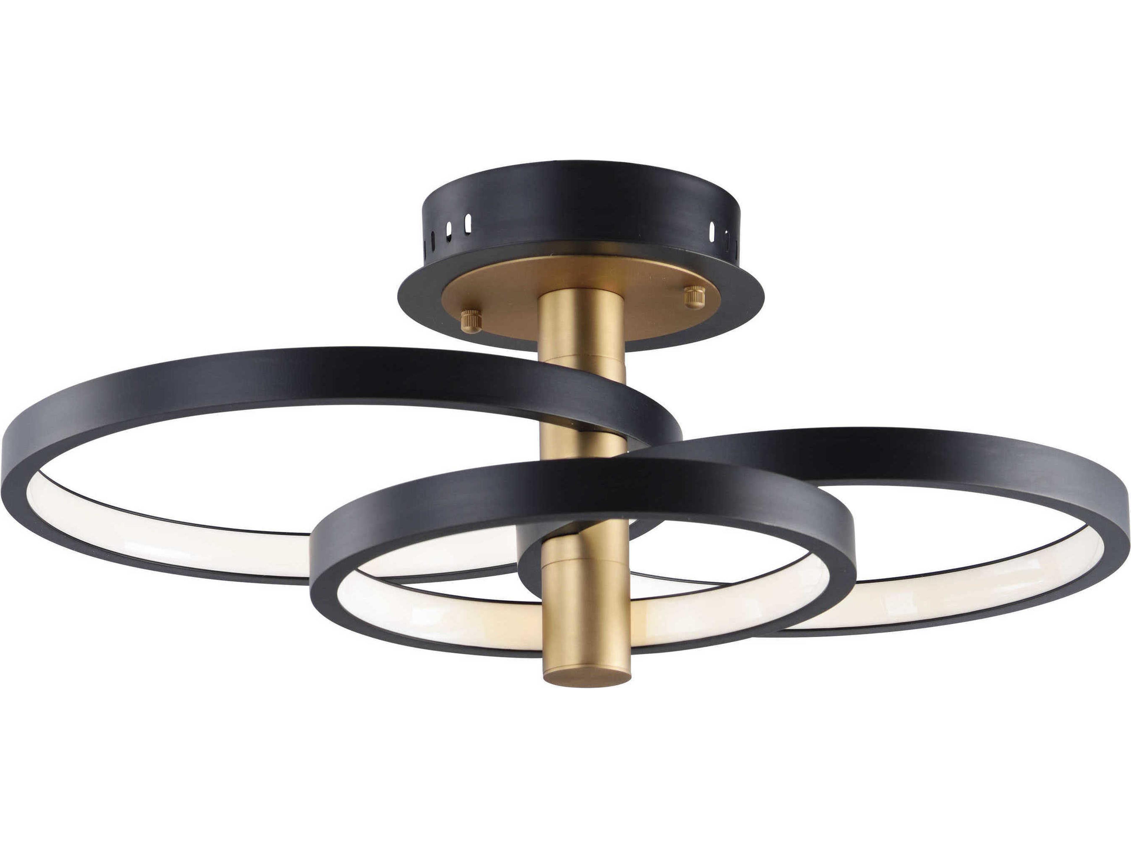 ET2 Hoopla 3-Light Black Gold LED Round Tiered Semi Flush Mount