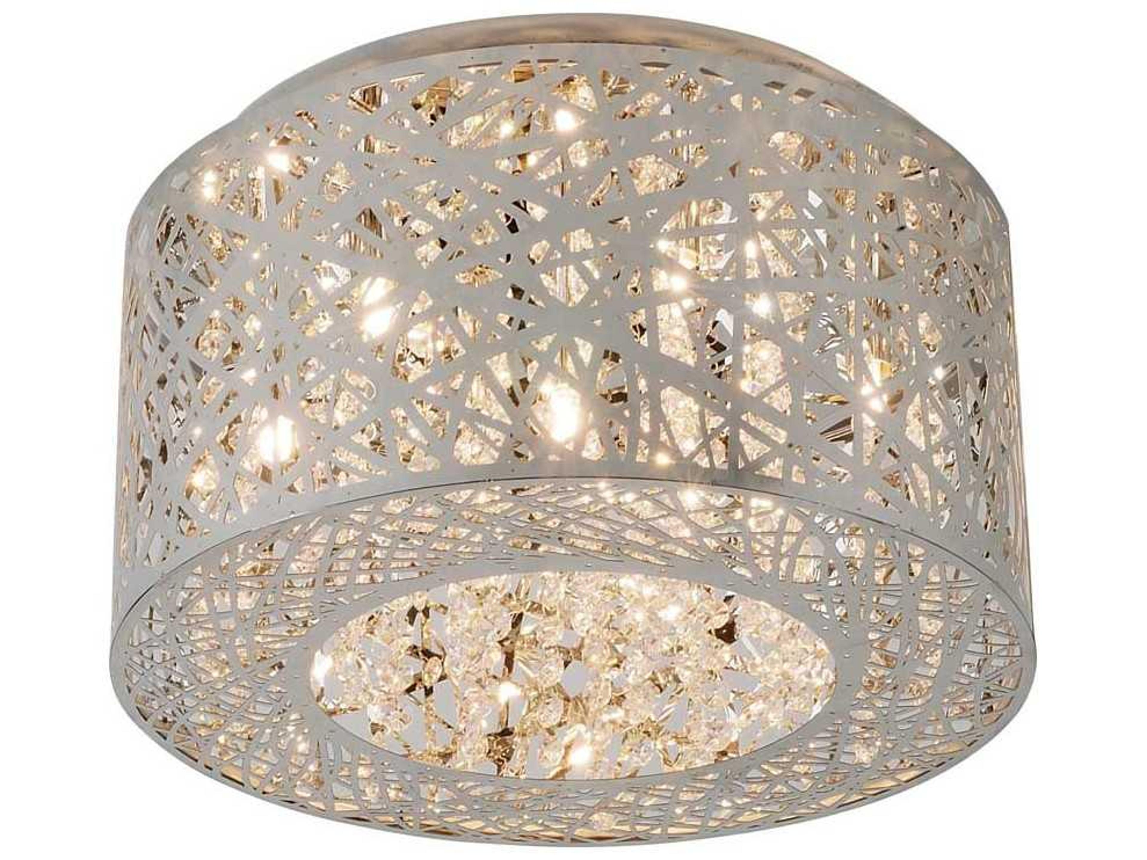 ET2 Inca Polished Chrome Crystal Drum Flush Mount