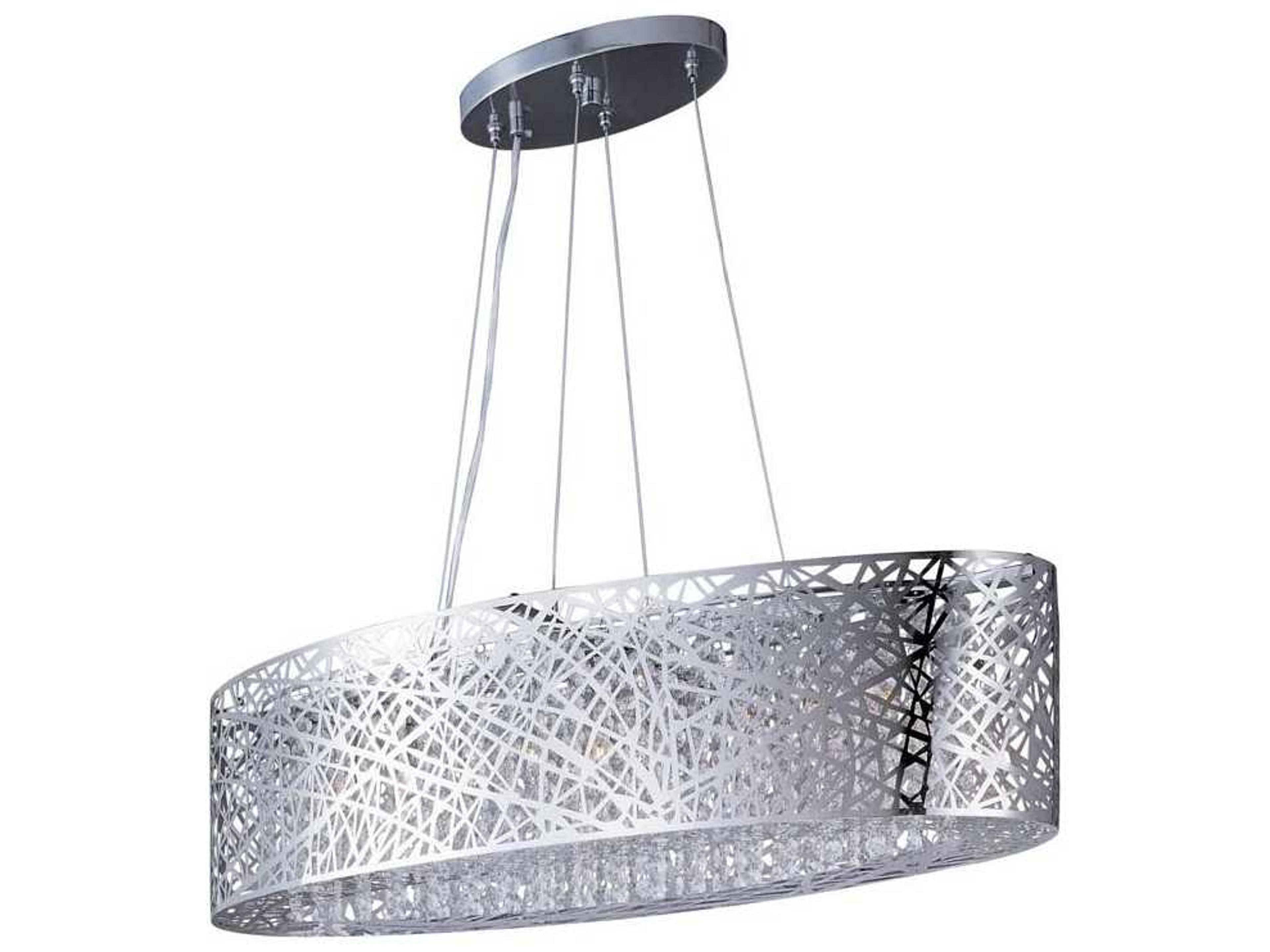 ET2 Inca 9-Light Polished Chrome Crystal LED Linear Island Pendant