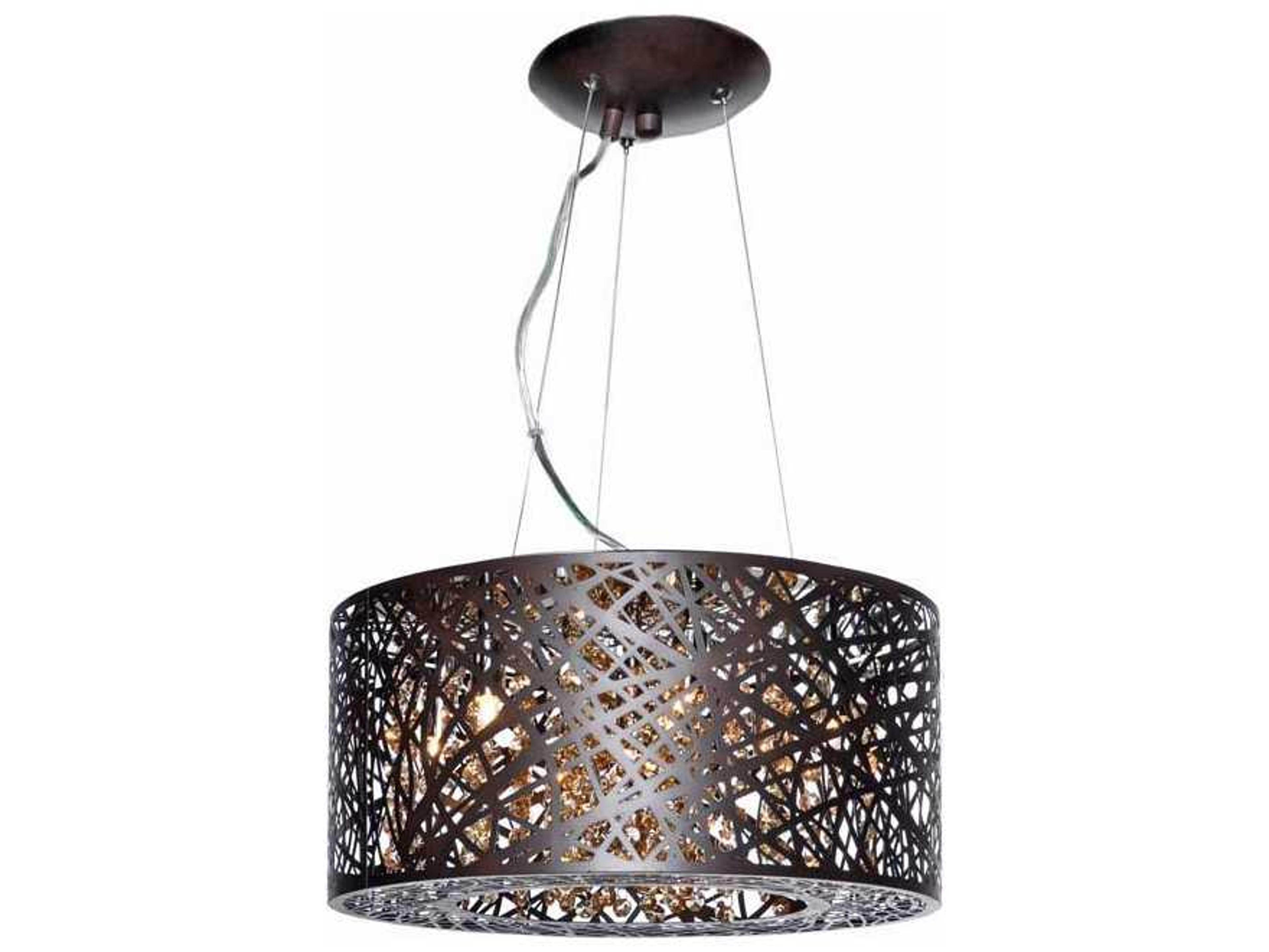 ET2 Inca 7-Light Bronze Crystal LED Drum Pendant