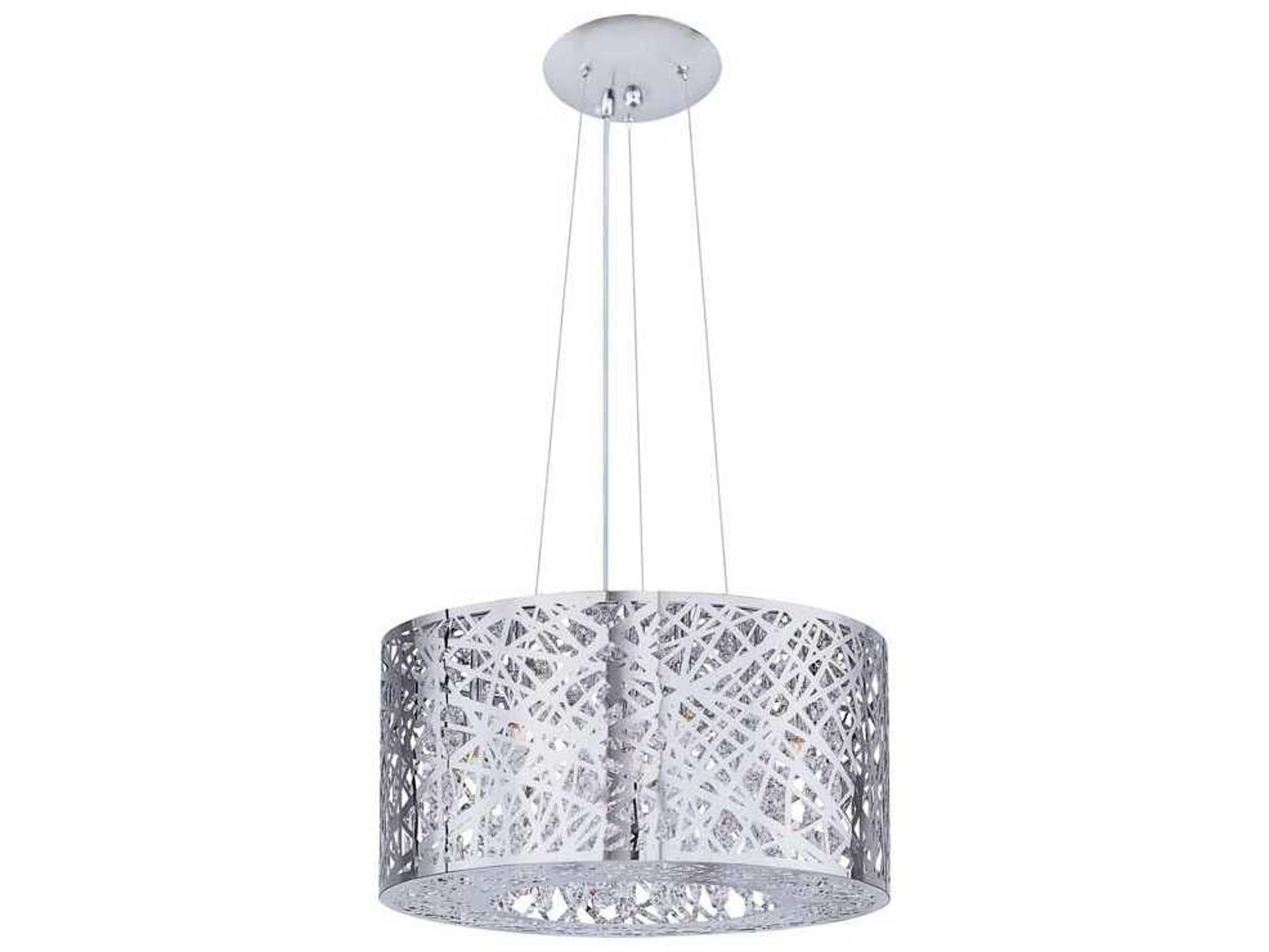 ET2 Inca 7-Light Polished Chrome Crystal LED Drum Pendant